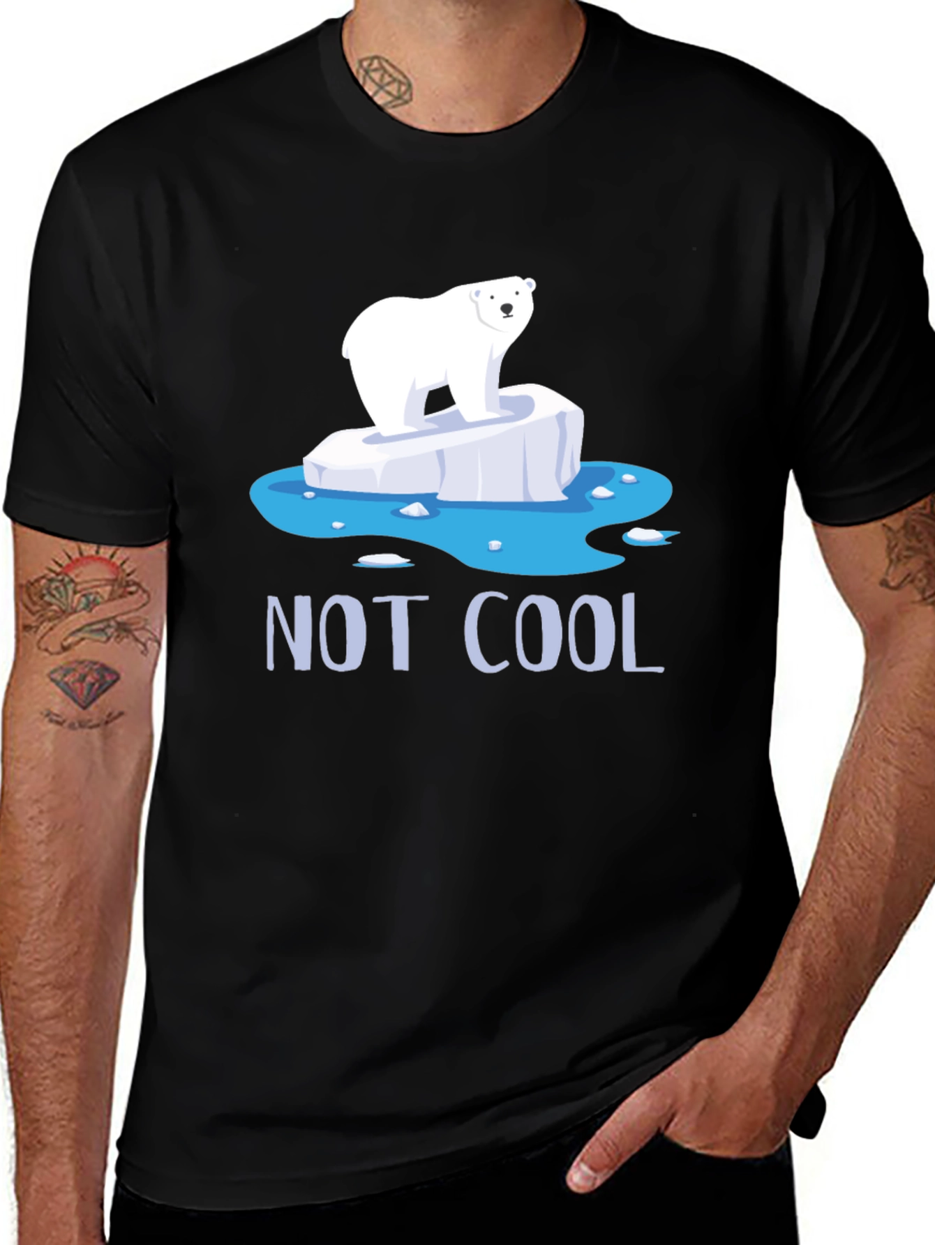 Not Cool Polar Bear Graphic T-Shirt - Global Warming Awareness