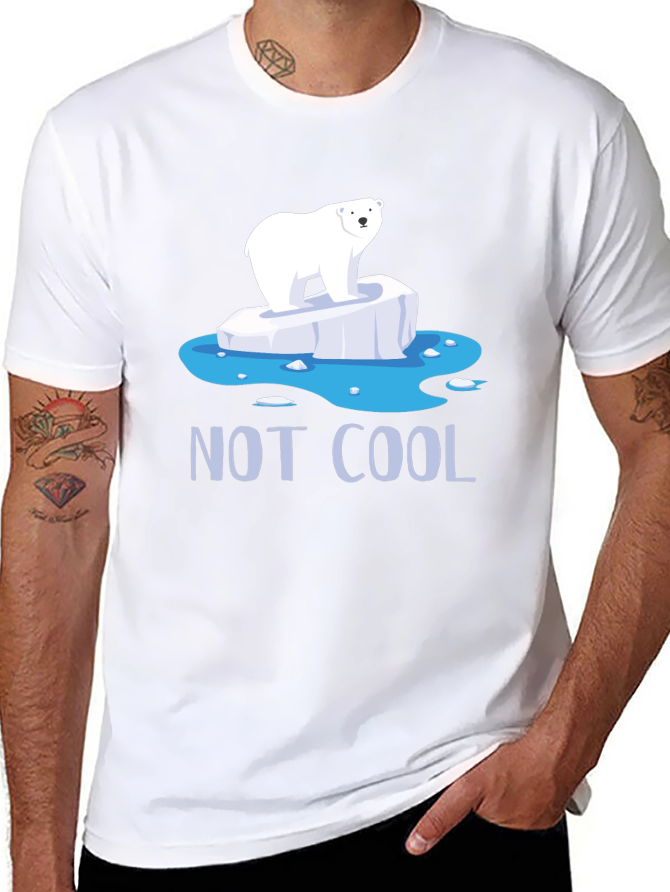 Not Cool Polar Bear Graphic T-Shirt - Global Warming Awareness