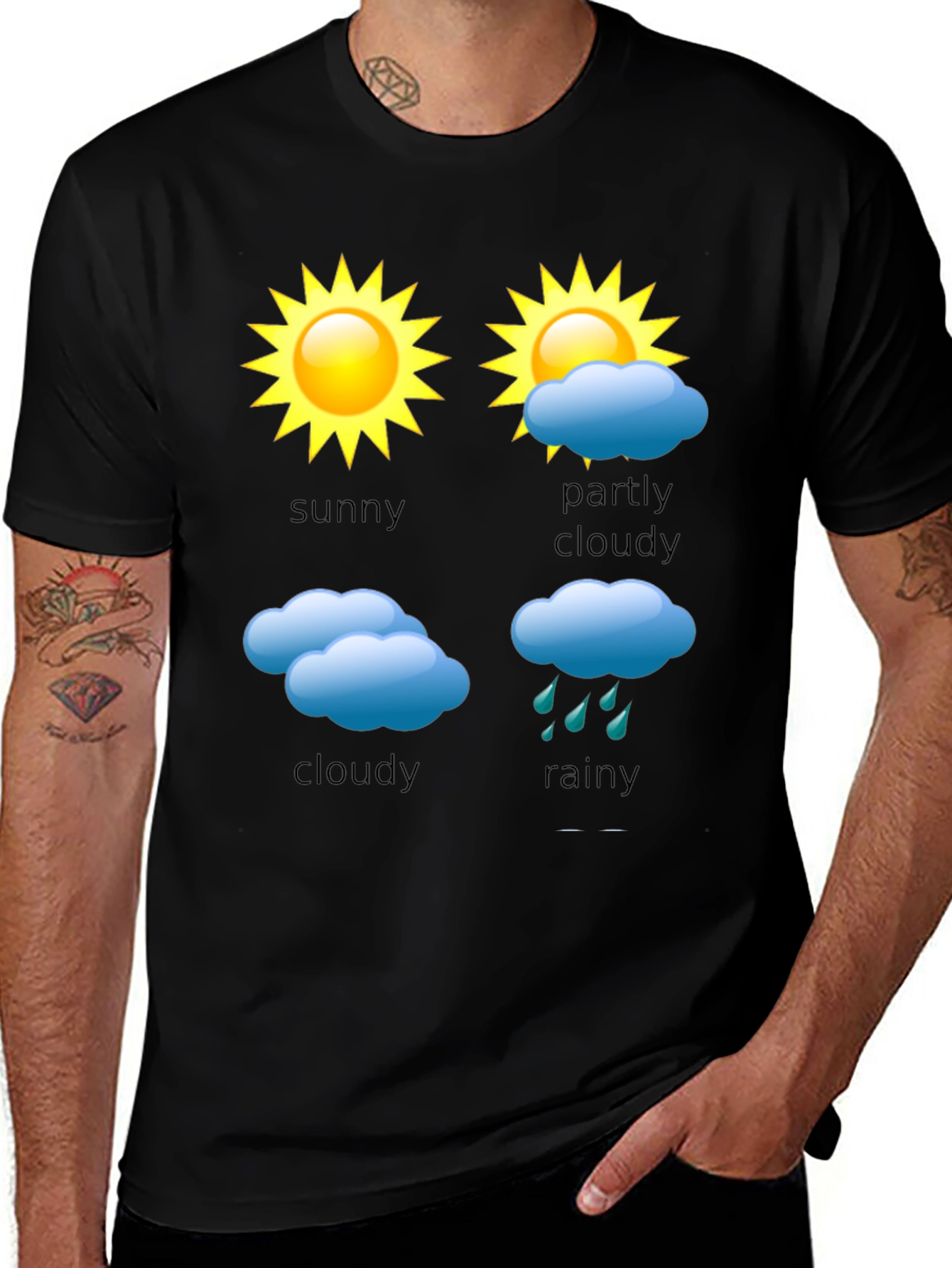Weather Forecast T-Shirt - Sunny Cloudy Rainy