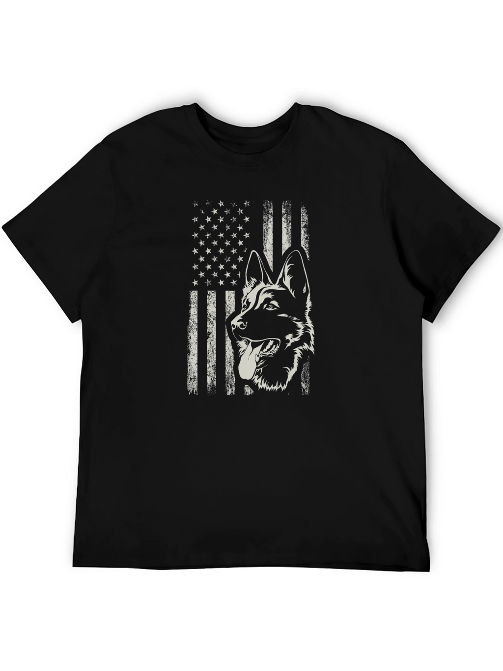 German Shepherd American Flag Graphic Tee