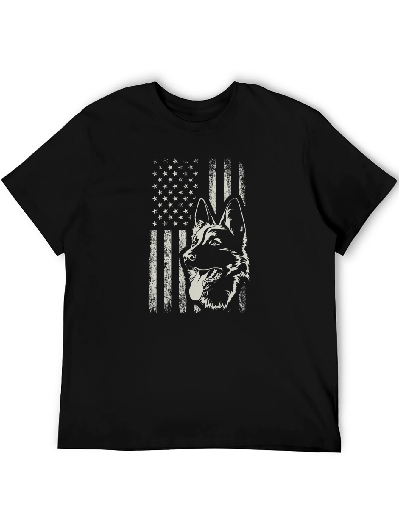 German Shepherd American Flag Graphic Tee