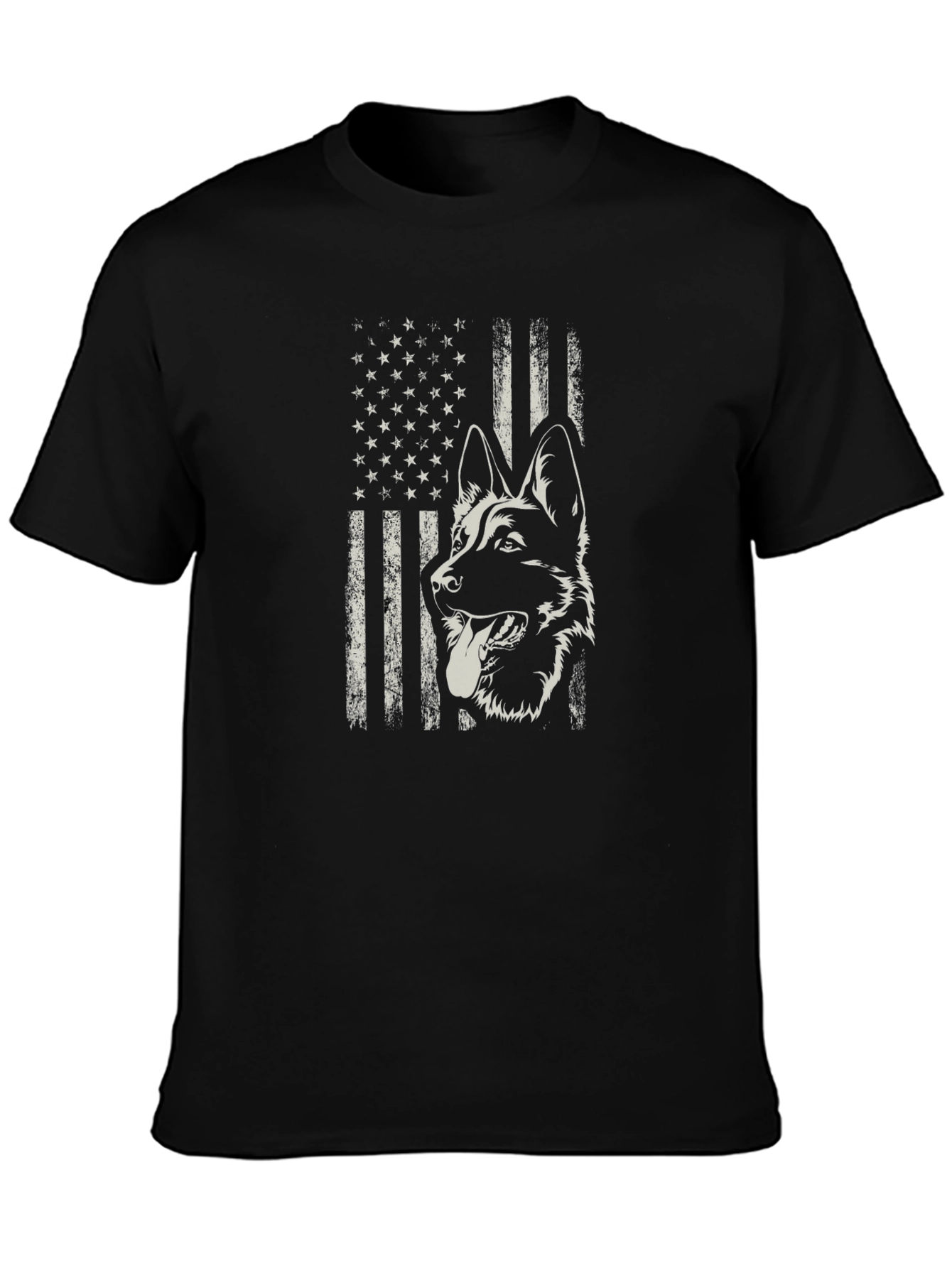 German Shepherd American Flag Graphic Tee