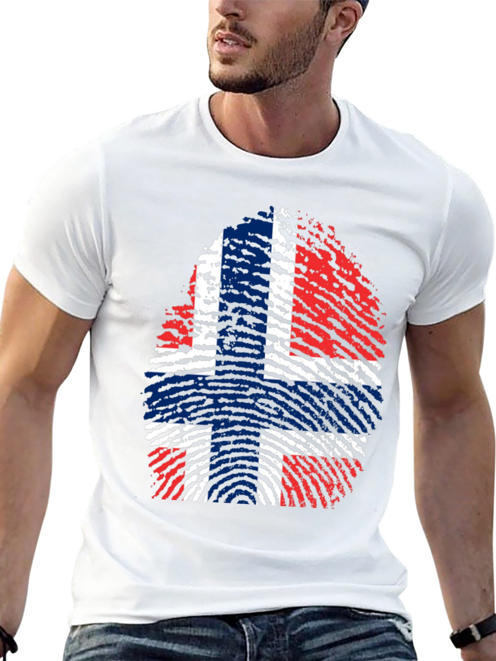 Norway Flag Fingerprint T-Shirt