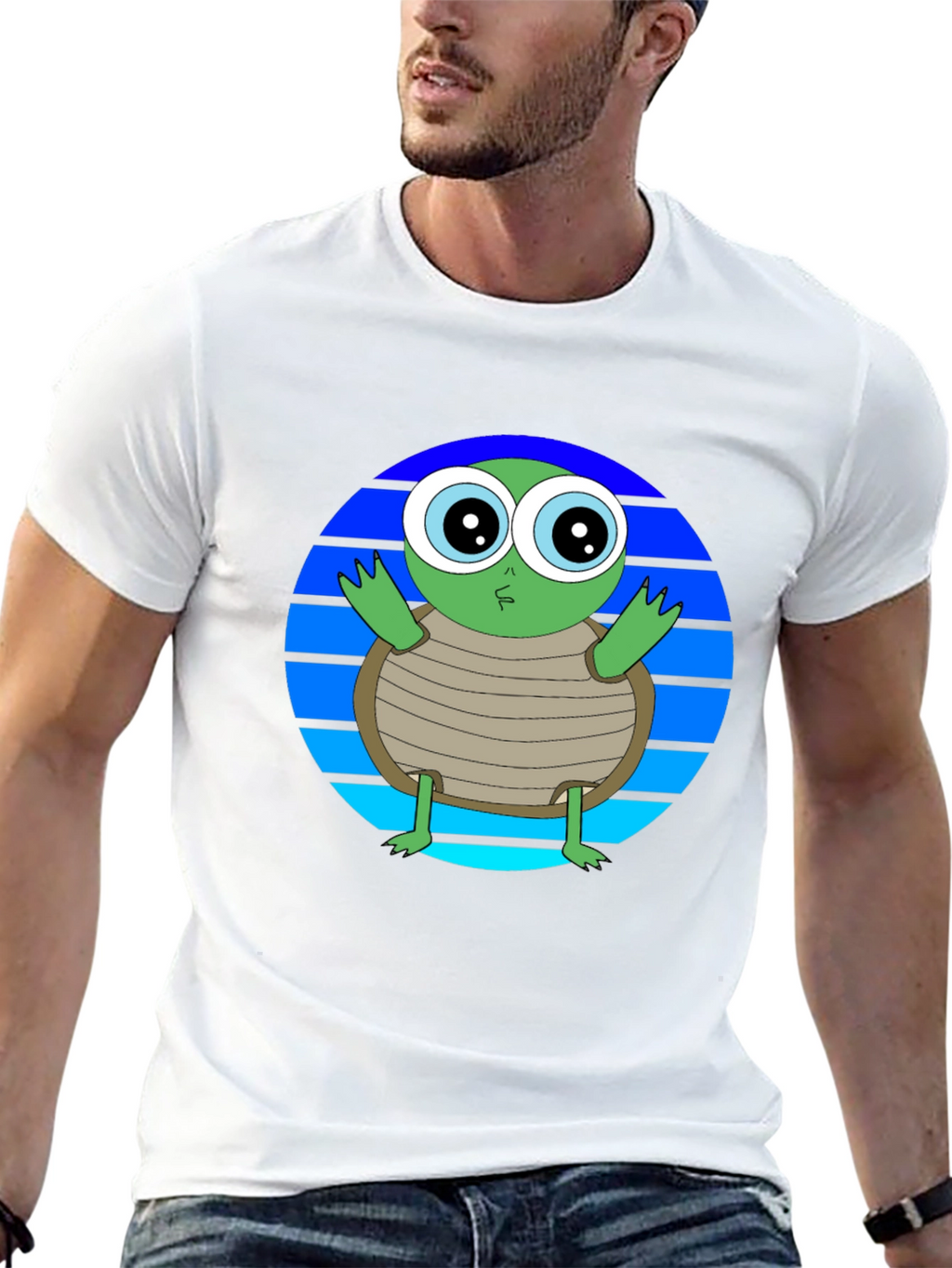 Cartoon Turtle Graphic Tee - Soft Cotton Blend