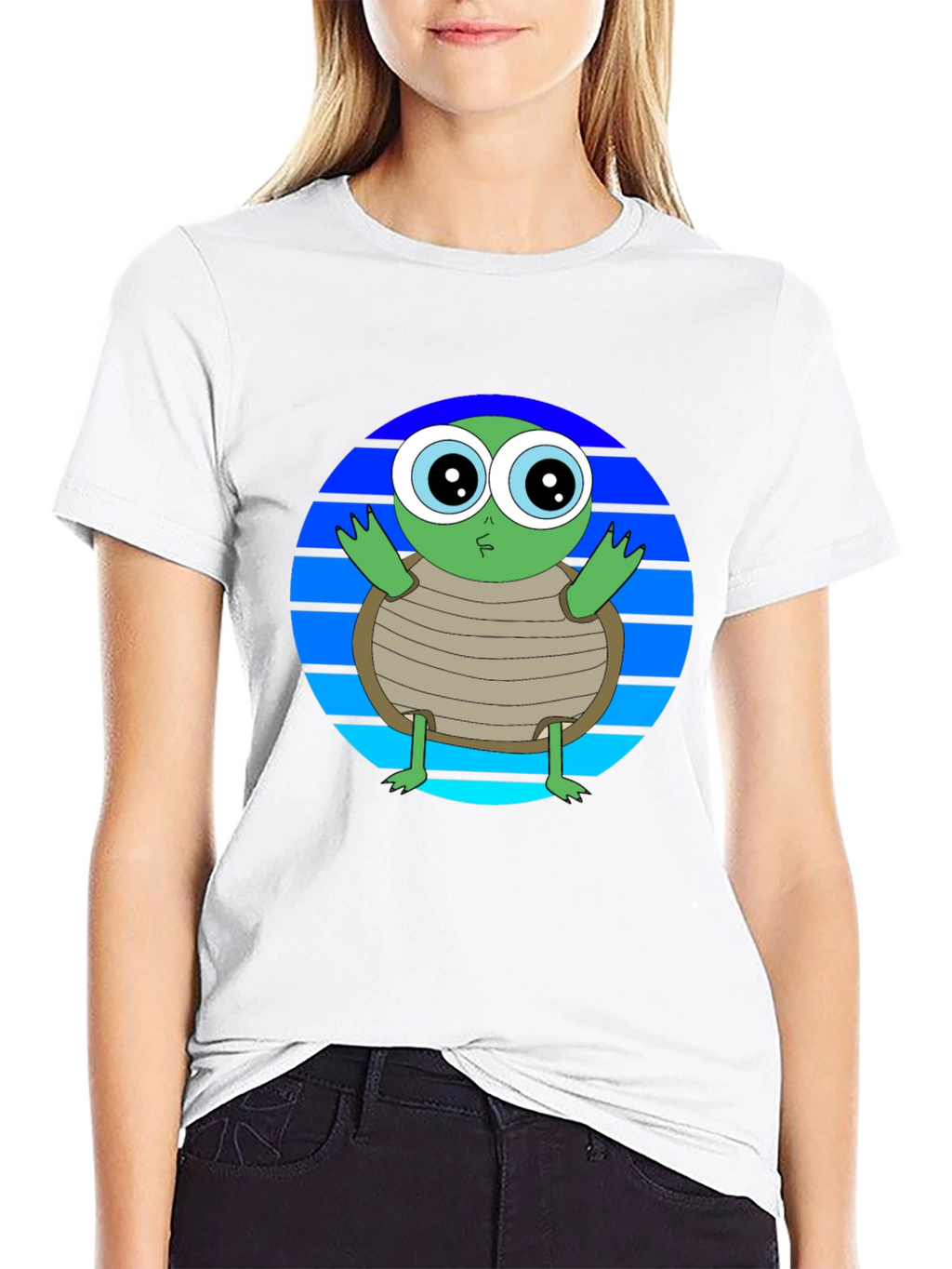 Cartoon Turtle Graphic Tee - Soft Cotton Blend