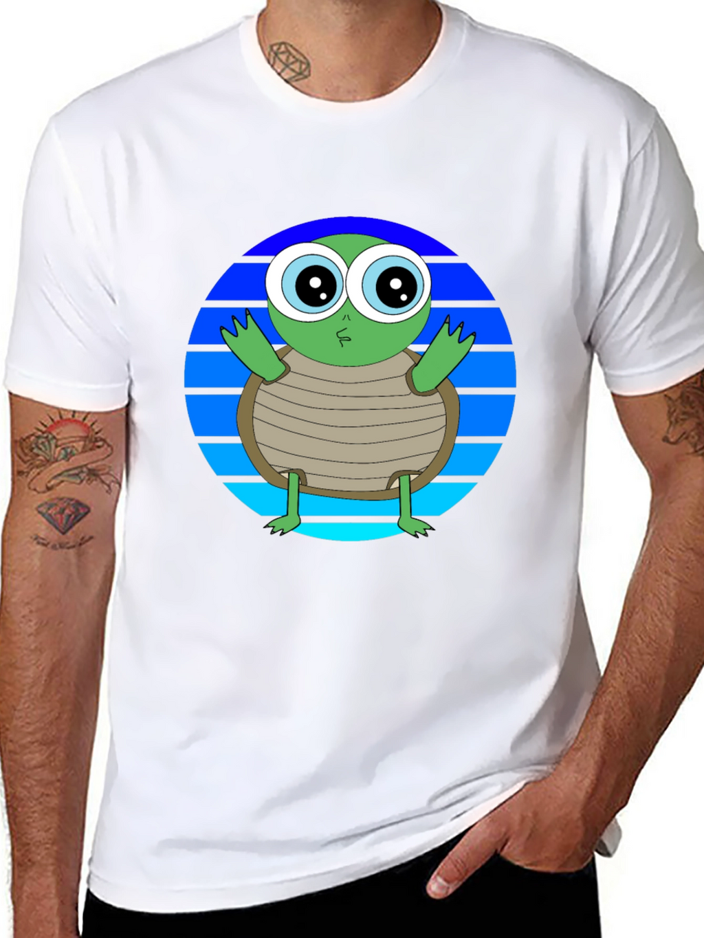 Cartoon Turtle Graphic Tee - Soft Cotton Blend