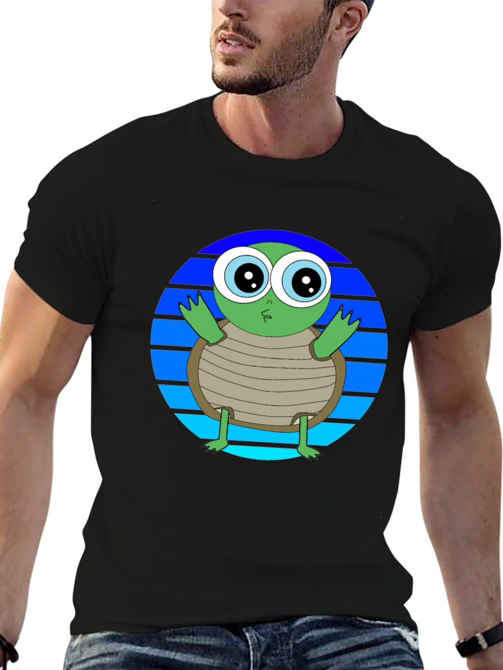 Cartoon Turtle Graphic Tee - Soft Cotton Blend