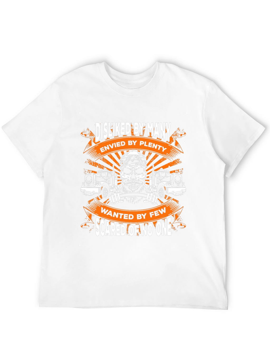Trucker Skull Graphic T-Shirt - Disliked Envied Wanted