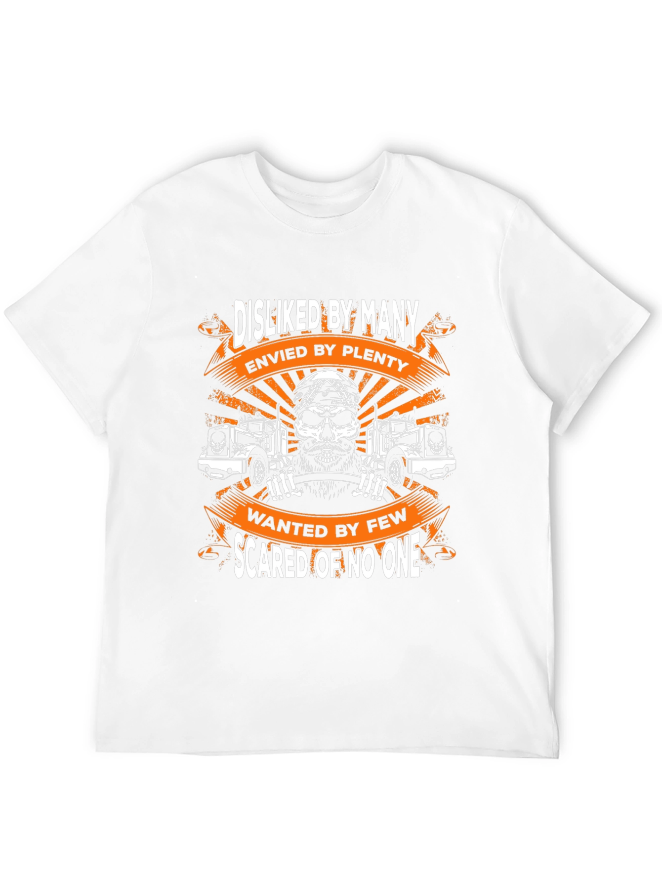 Trucker Skull Graphic T-Shirt - Disliked Envied Wanted