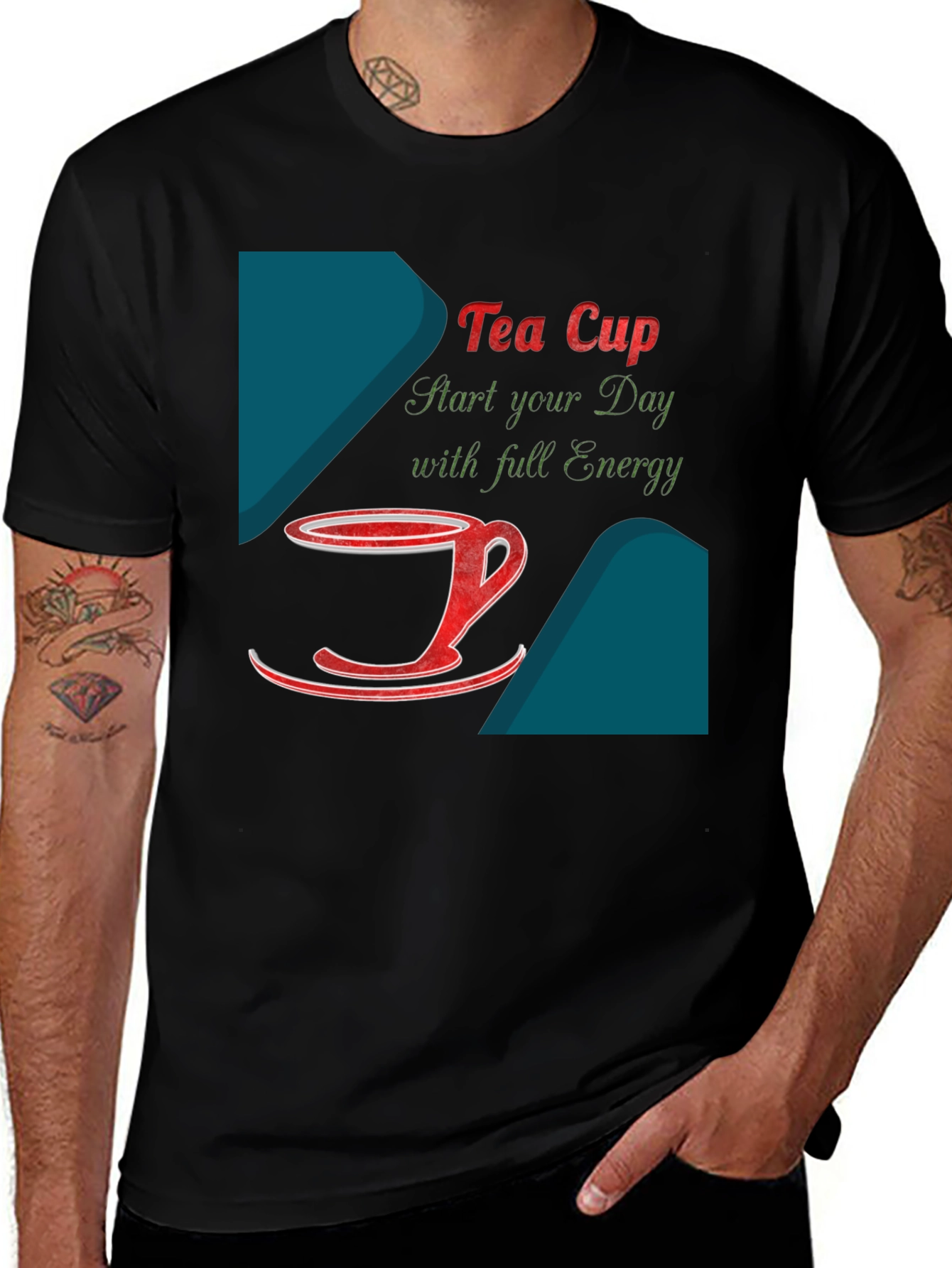 Tea Cup Design T-Shirt - Start Your Day With Energy!