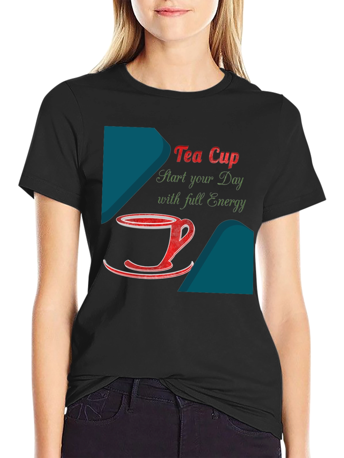 Tea Cup Design T-Shirt - Start Your Day With Energy!