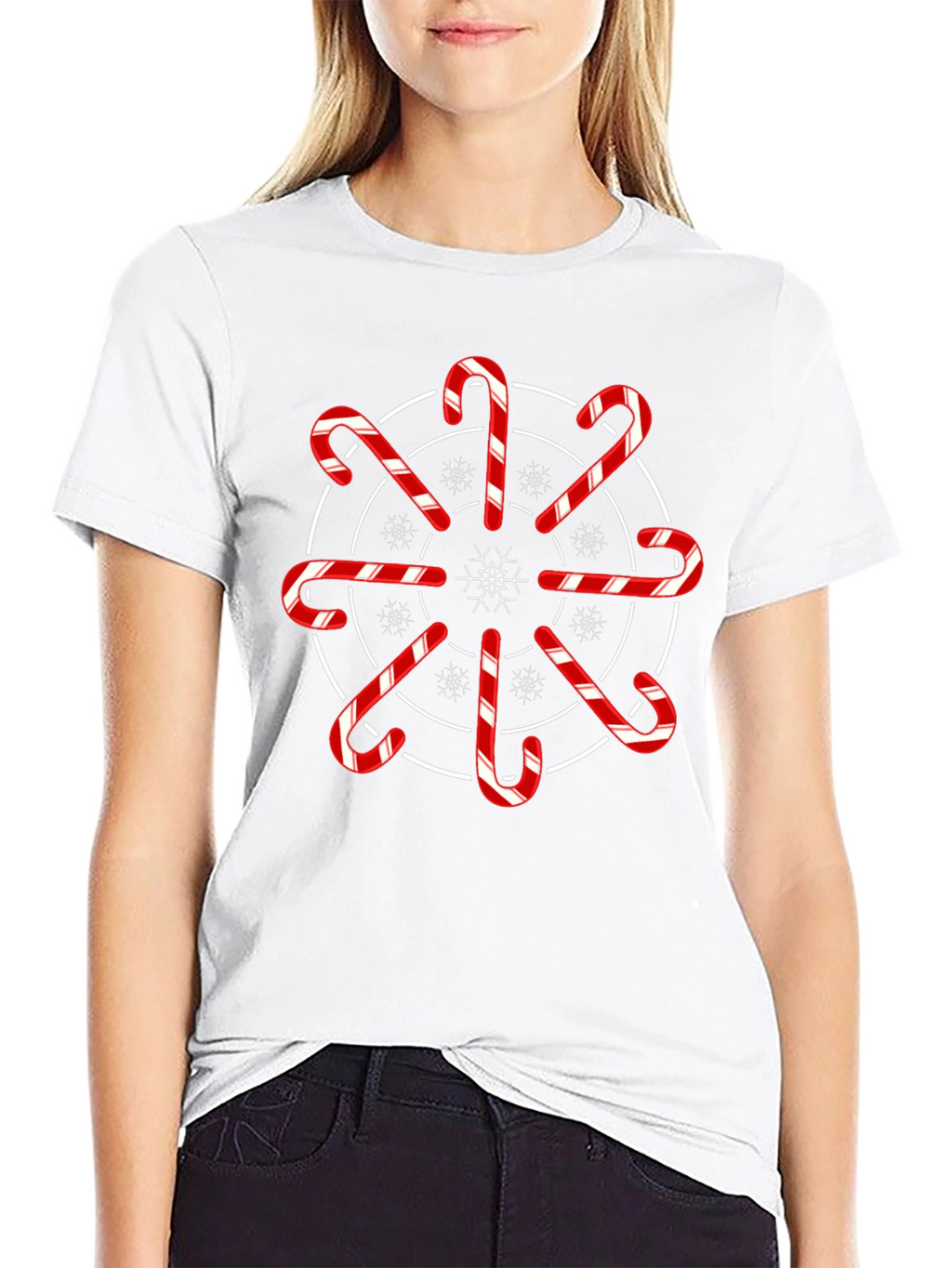 Festive Candy Cane Snowflake Graphic Tee