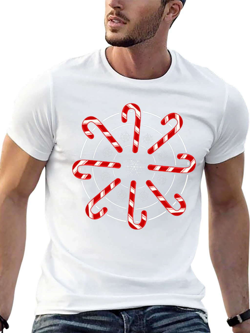 Festive Candy Cane Snowflake Graphic Tee