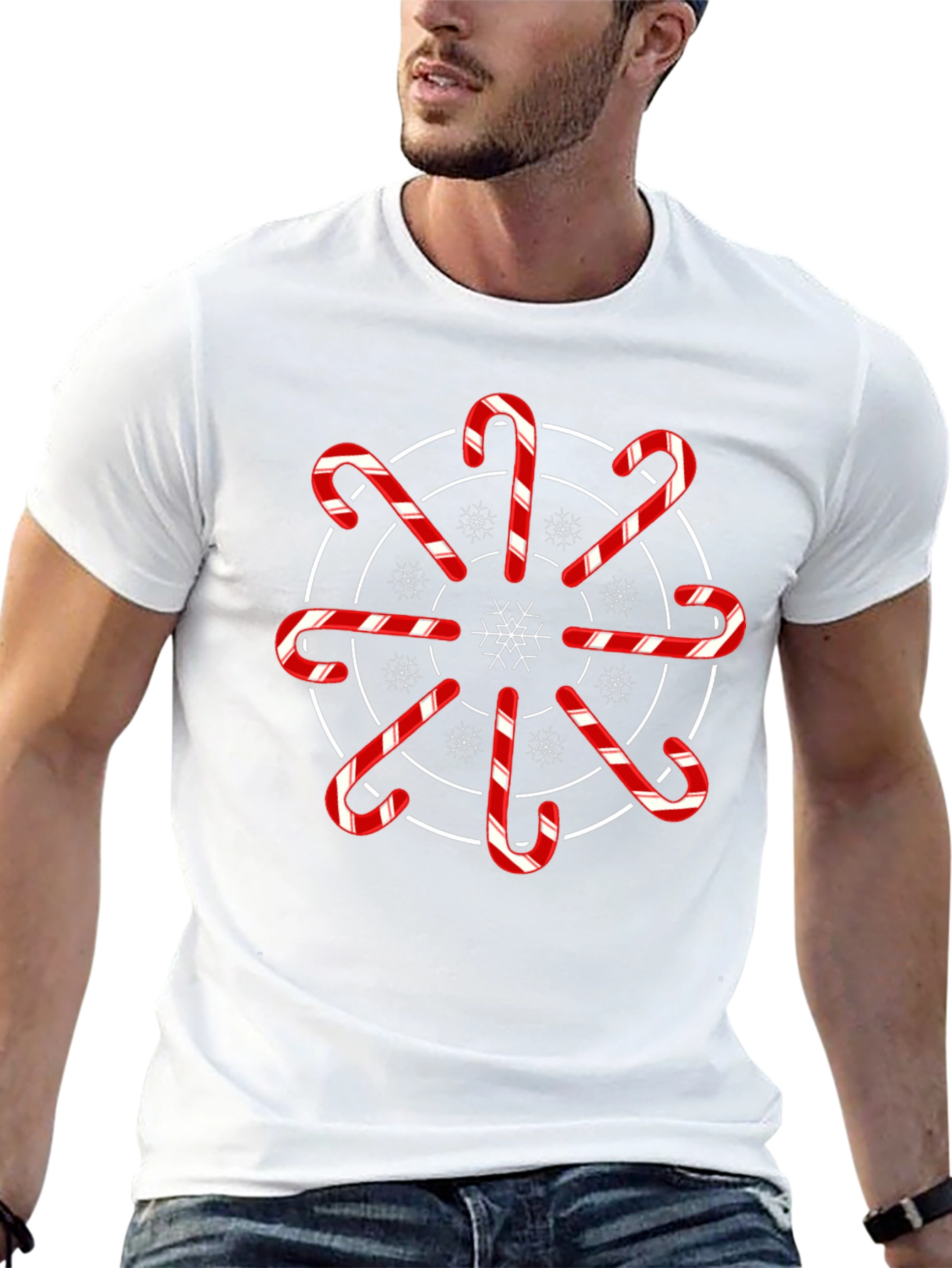 Festive Candy Cane Snowflake Graphic Tee