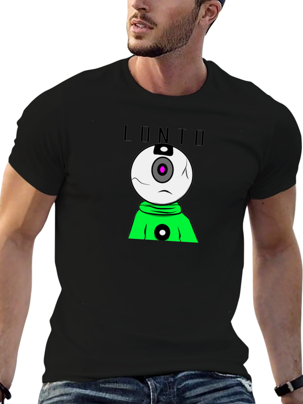 Lonto Graphic T-Shirt - Black Crew Neck Tee