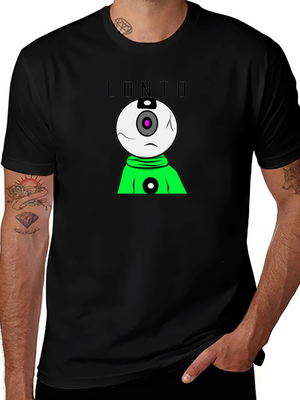 Lonto Graphic T-Shirt - Black Crew Neck Tee