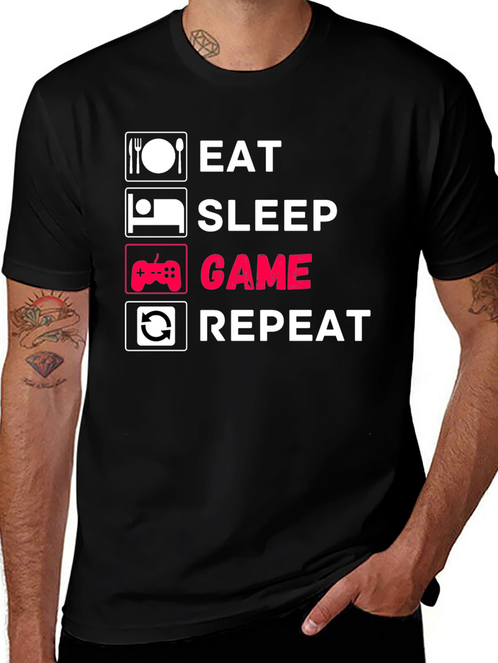 Eat Sleep Game Repeat Graphic Tee