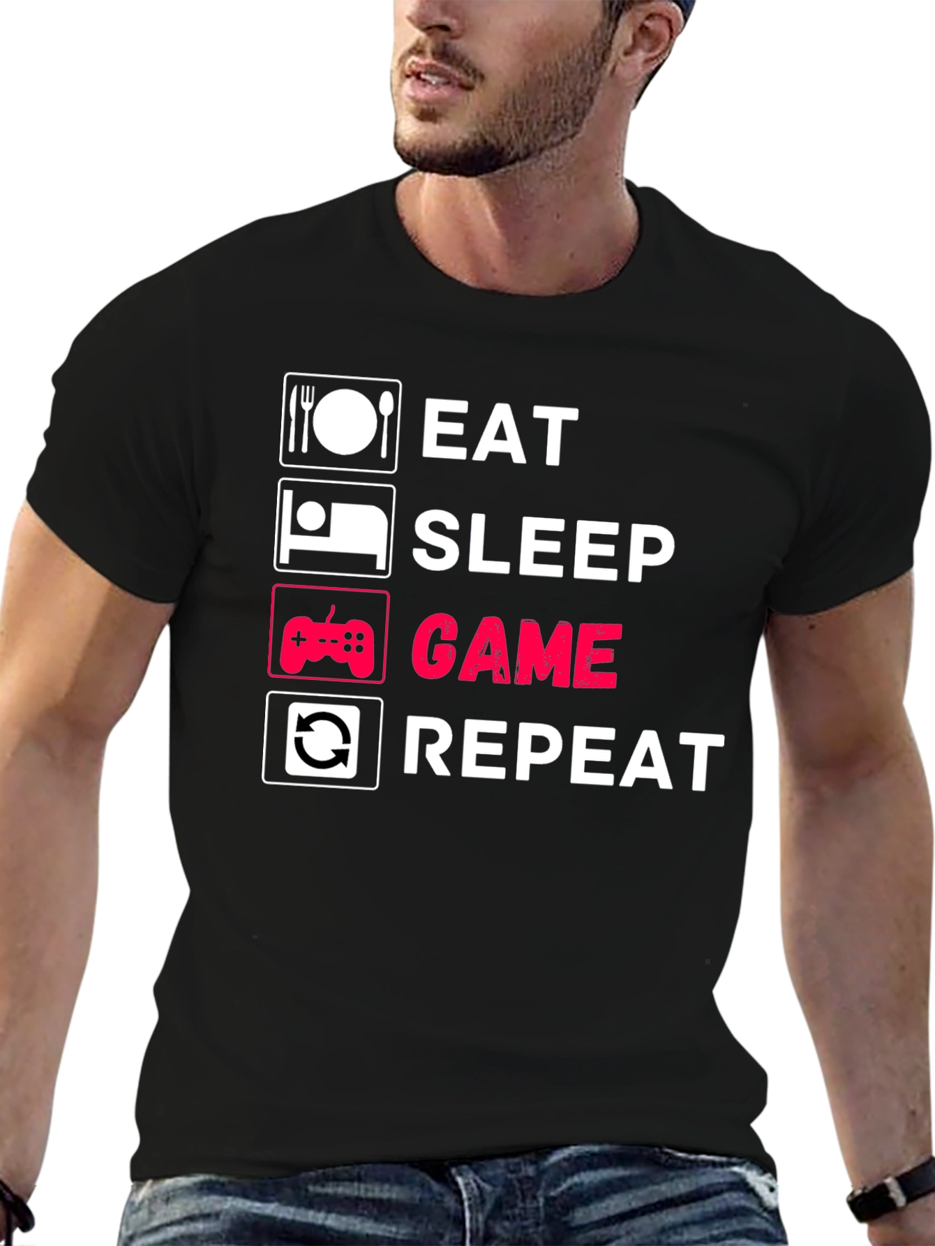 Eat Sleep Game Repeat Graphic Tee