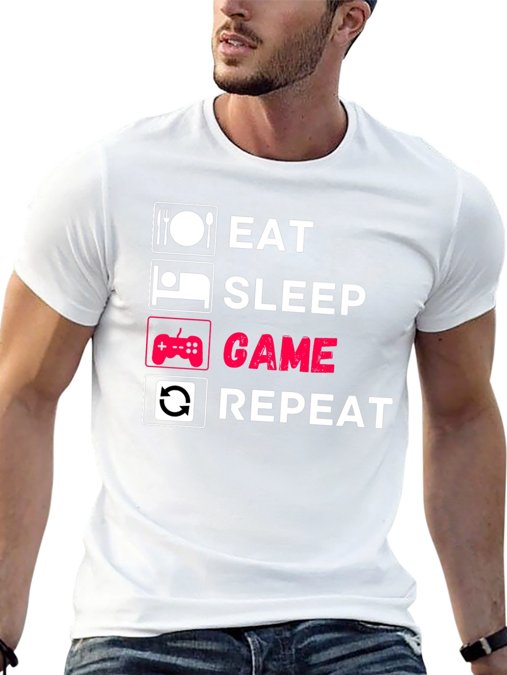 Eat Sleep Game Repeat Graphic Tee