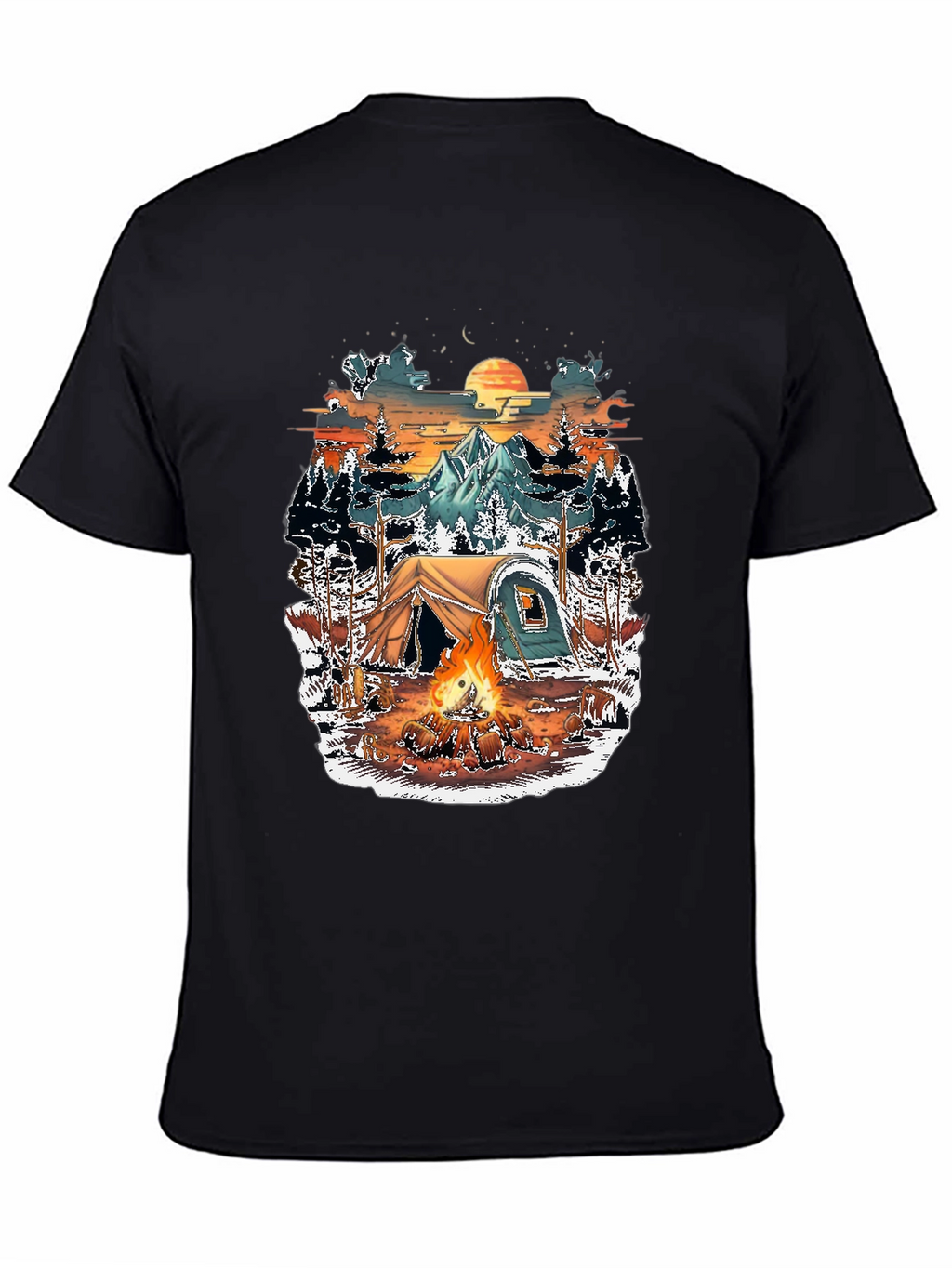 Camping Adventure Graphic Tee - Black