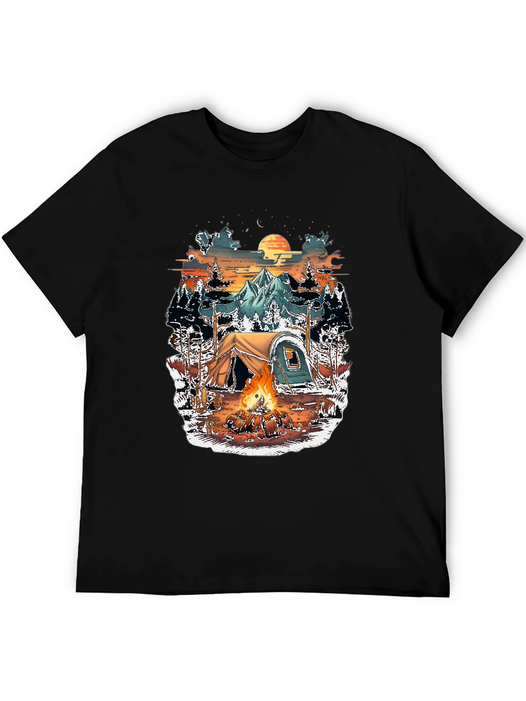 Camping Adventure Graphic Tee - Black