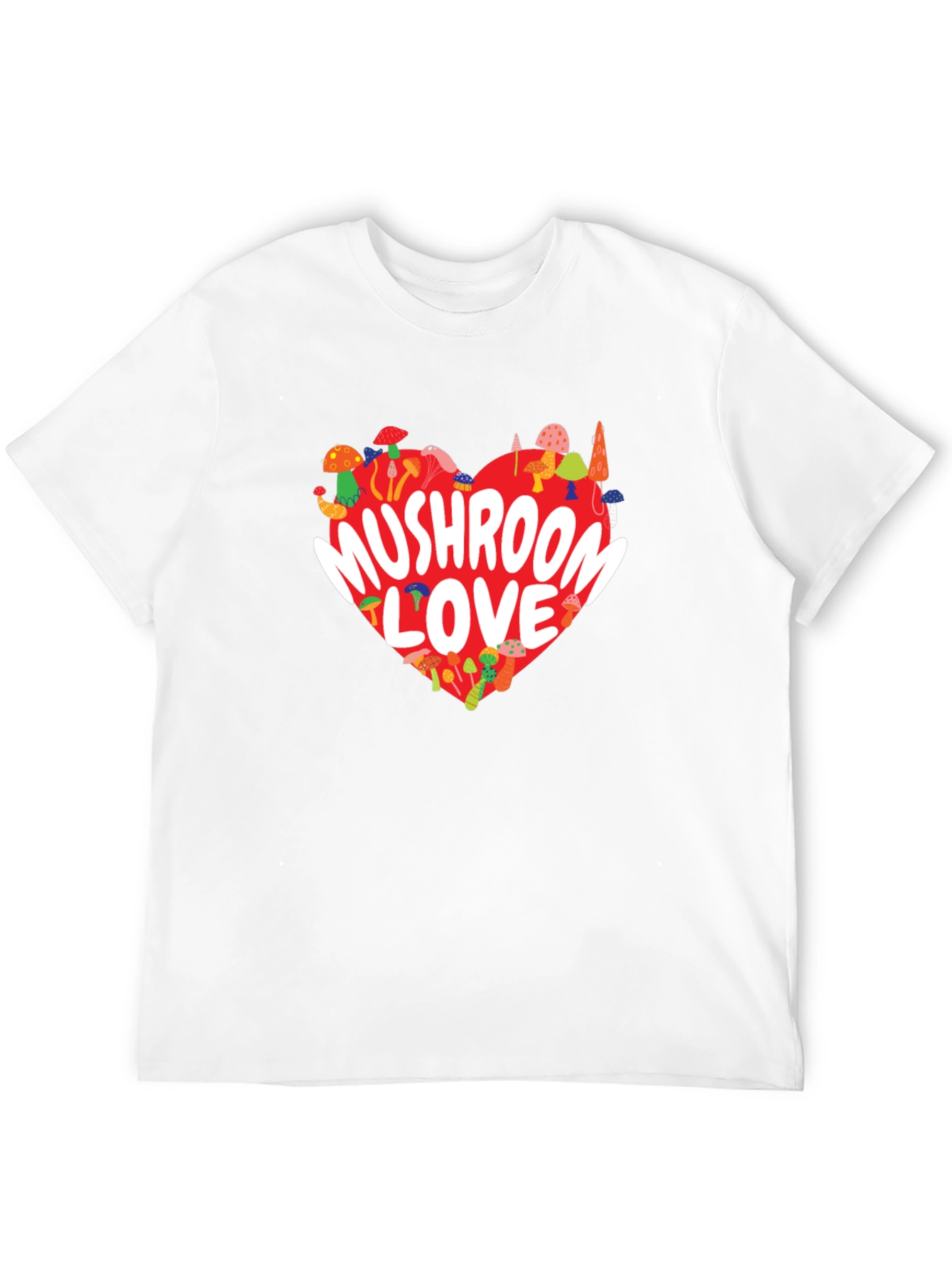 Mushroom Love Heart Graphic Tee - Black
