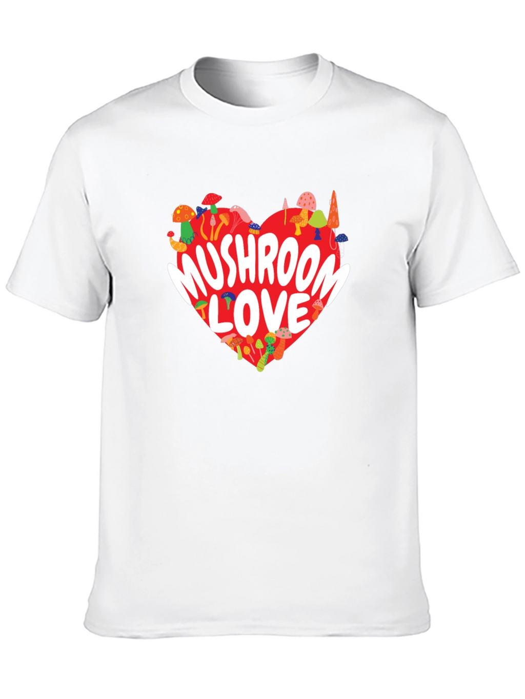Mushroom Love Heart Graphic Tee - Black