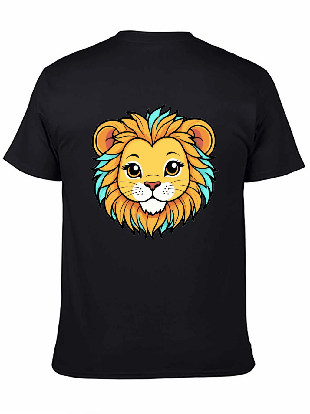 Lion Cartoon Graphic Tee - Unisex Black T-Shirt