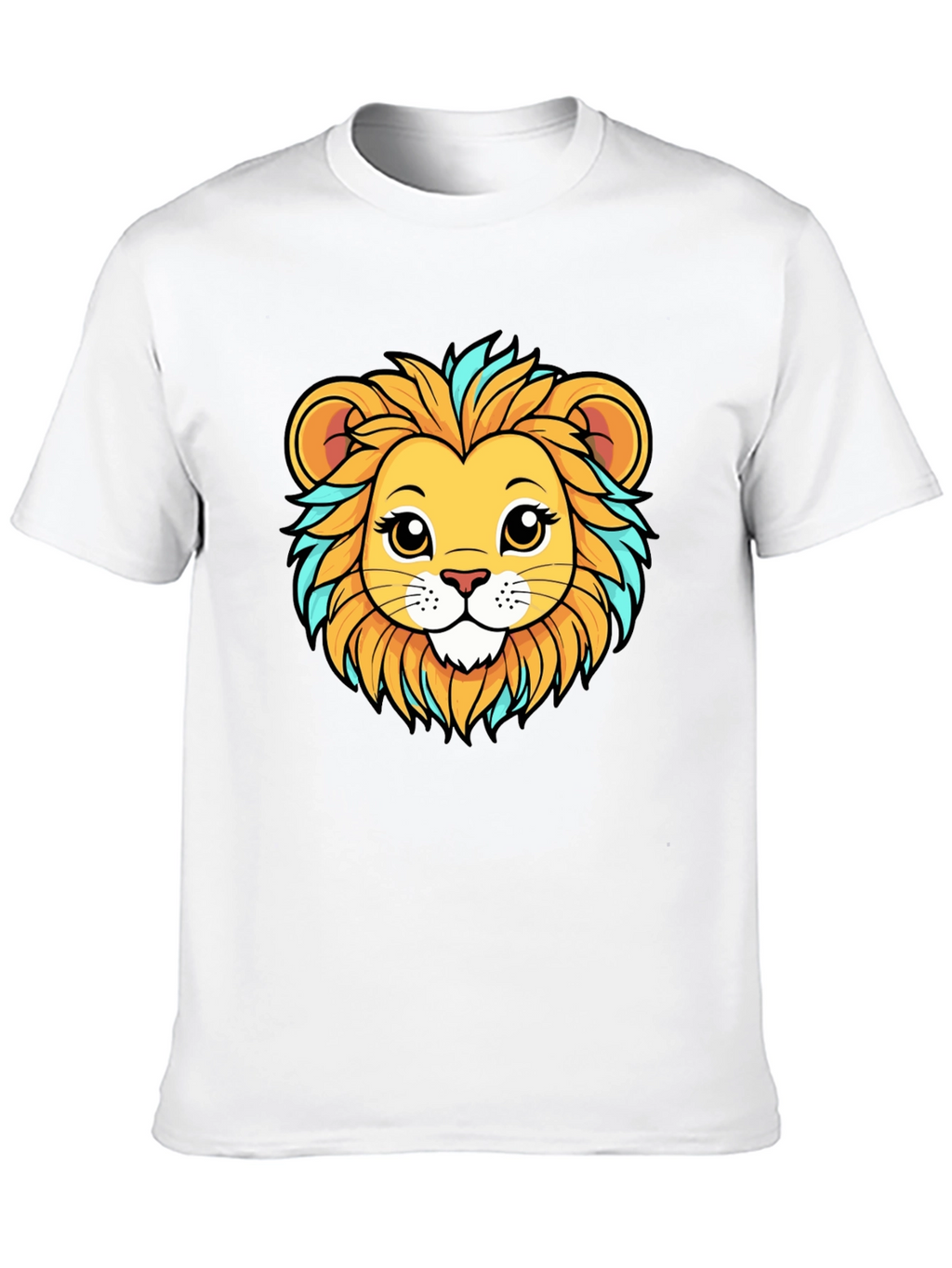 Lion Cartoon Graphic Tee - Unisex Black T-Shirt