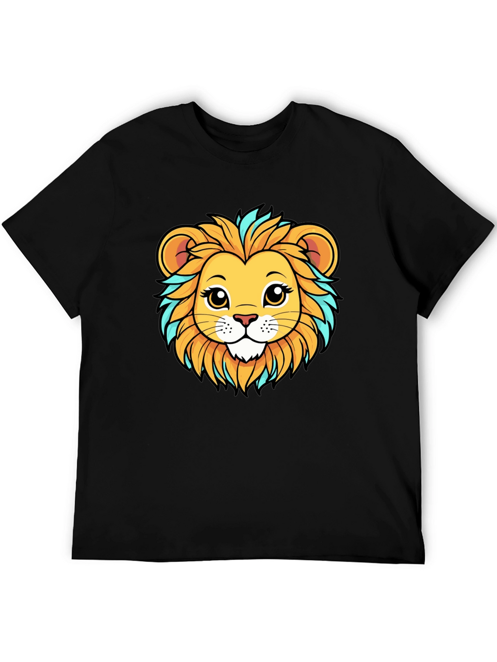 Lion Cartoon Graphic Tee - Unisex Black T-Shirt