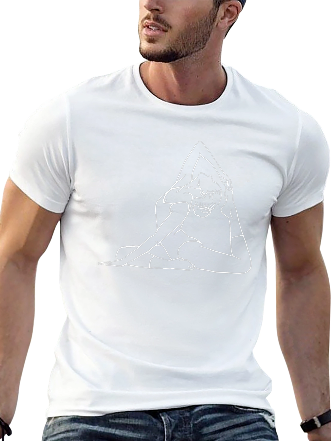 Yoga Pose Graphic Tee - Black Cotton T-Shirt