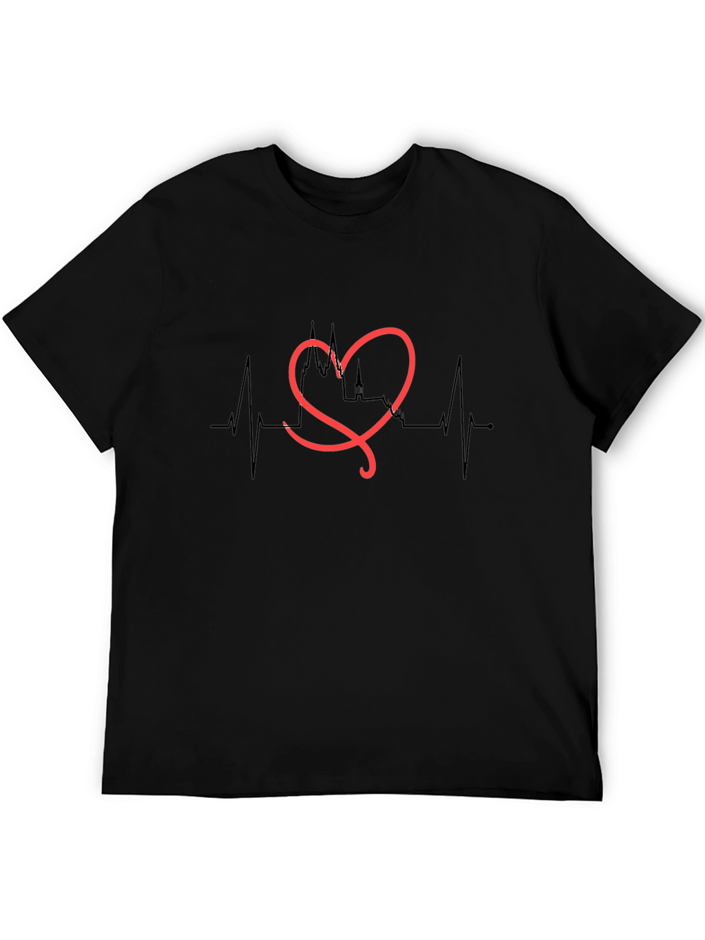 Heartbeat Cityscape T-Shirt - Black