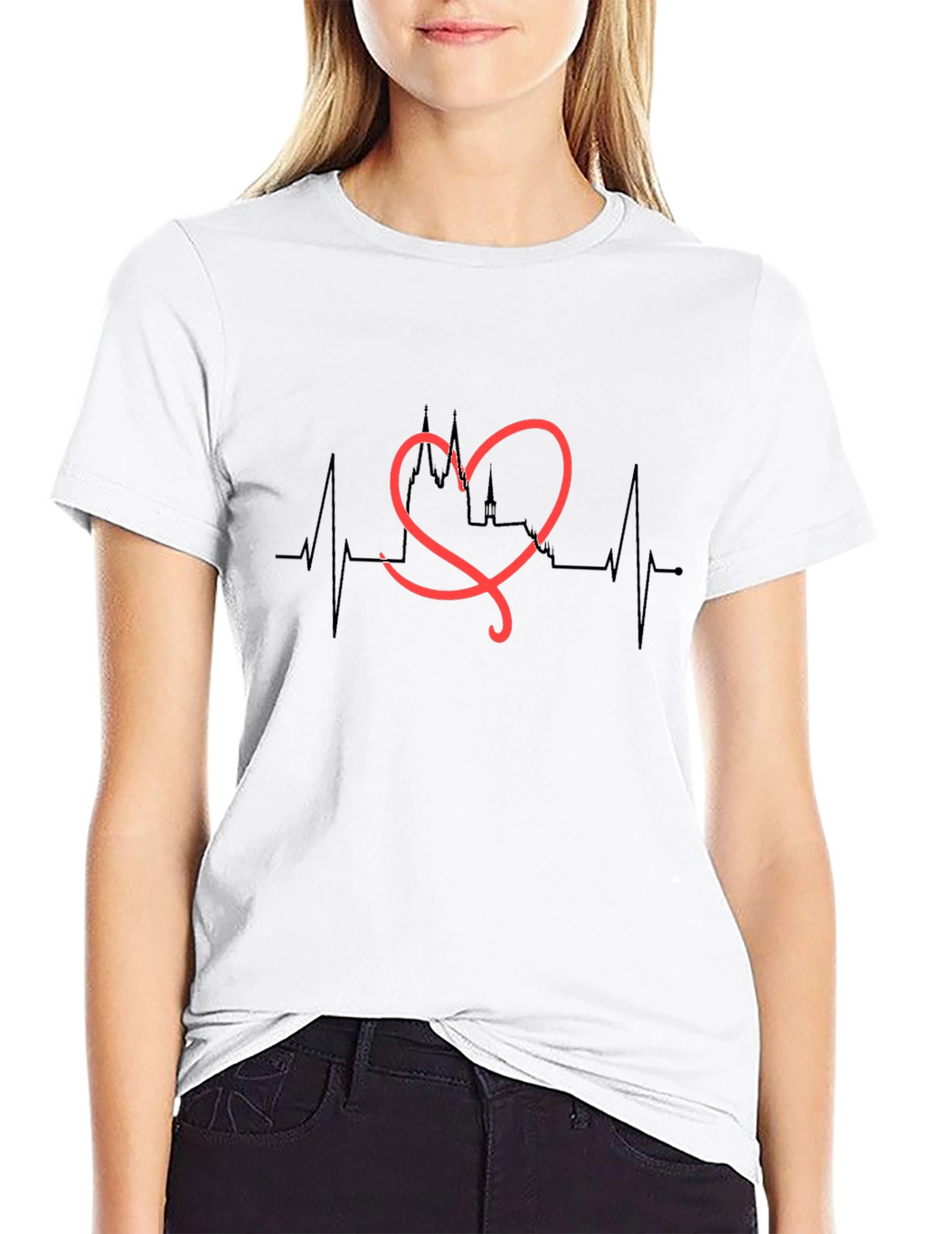 Heartbeat Cityscape T-Shirt - Black