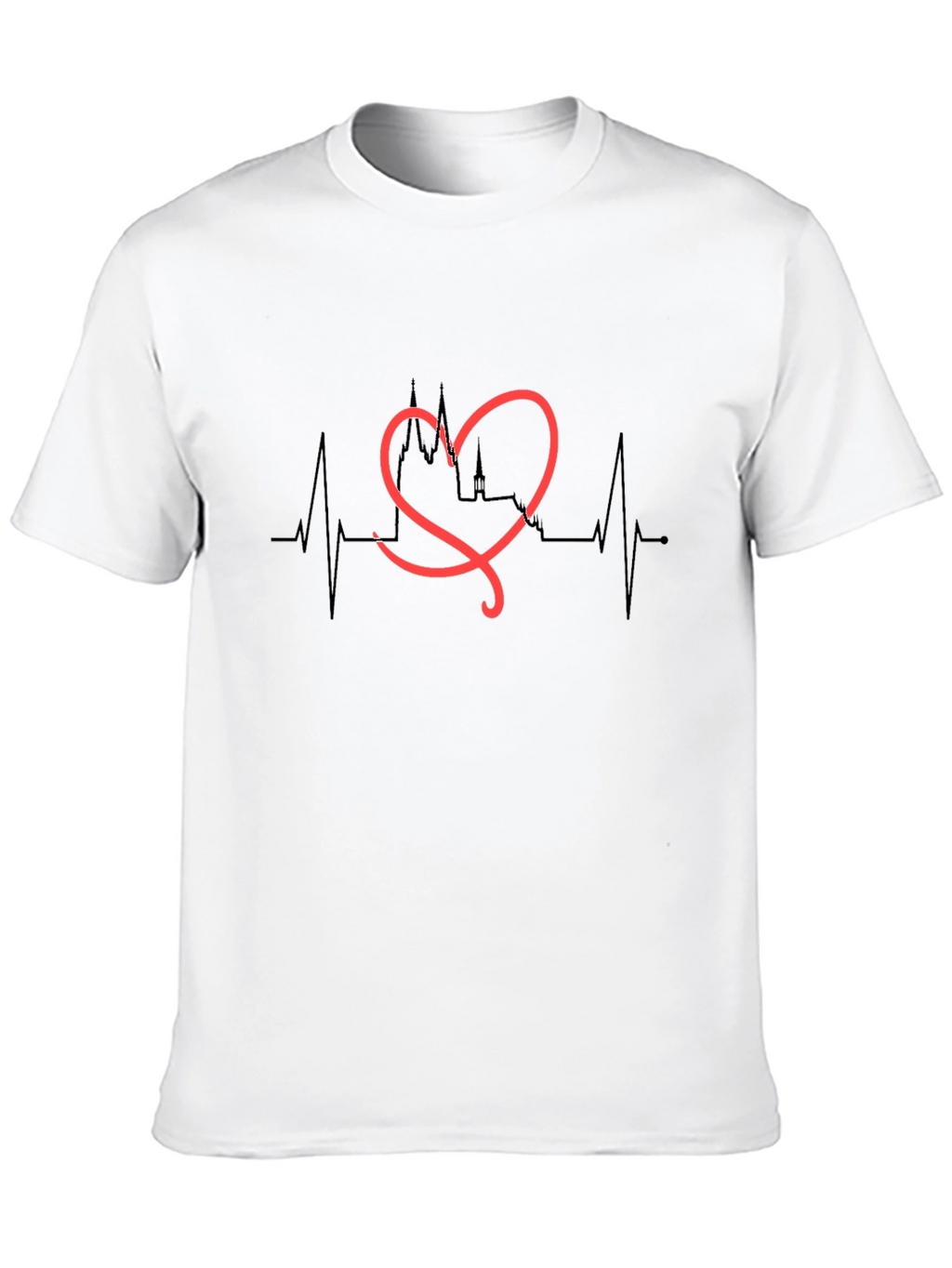 Heartbeat Cityscape T-Shirt - Black