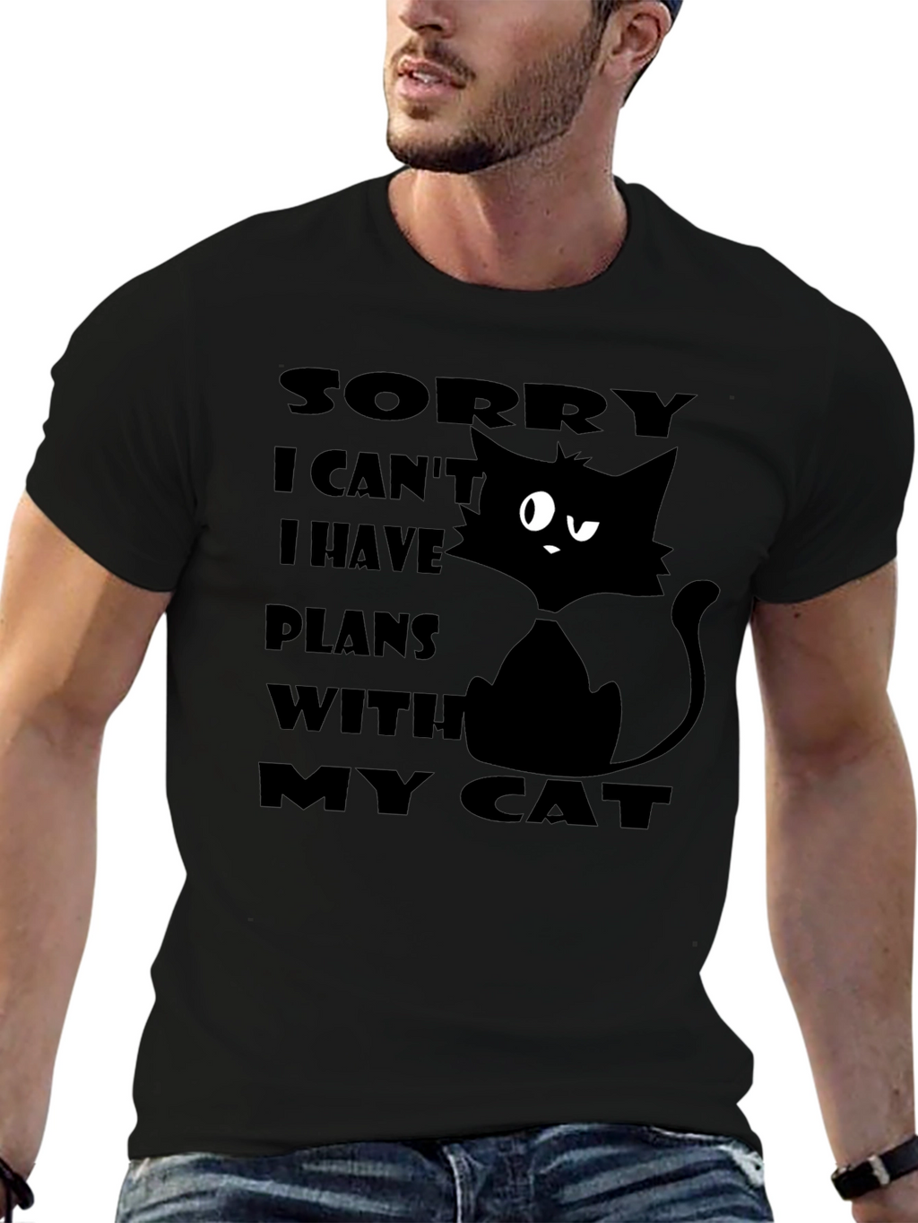 Cat Plans Graphic T-Shirt - Unisex Black Tee