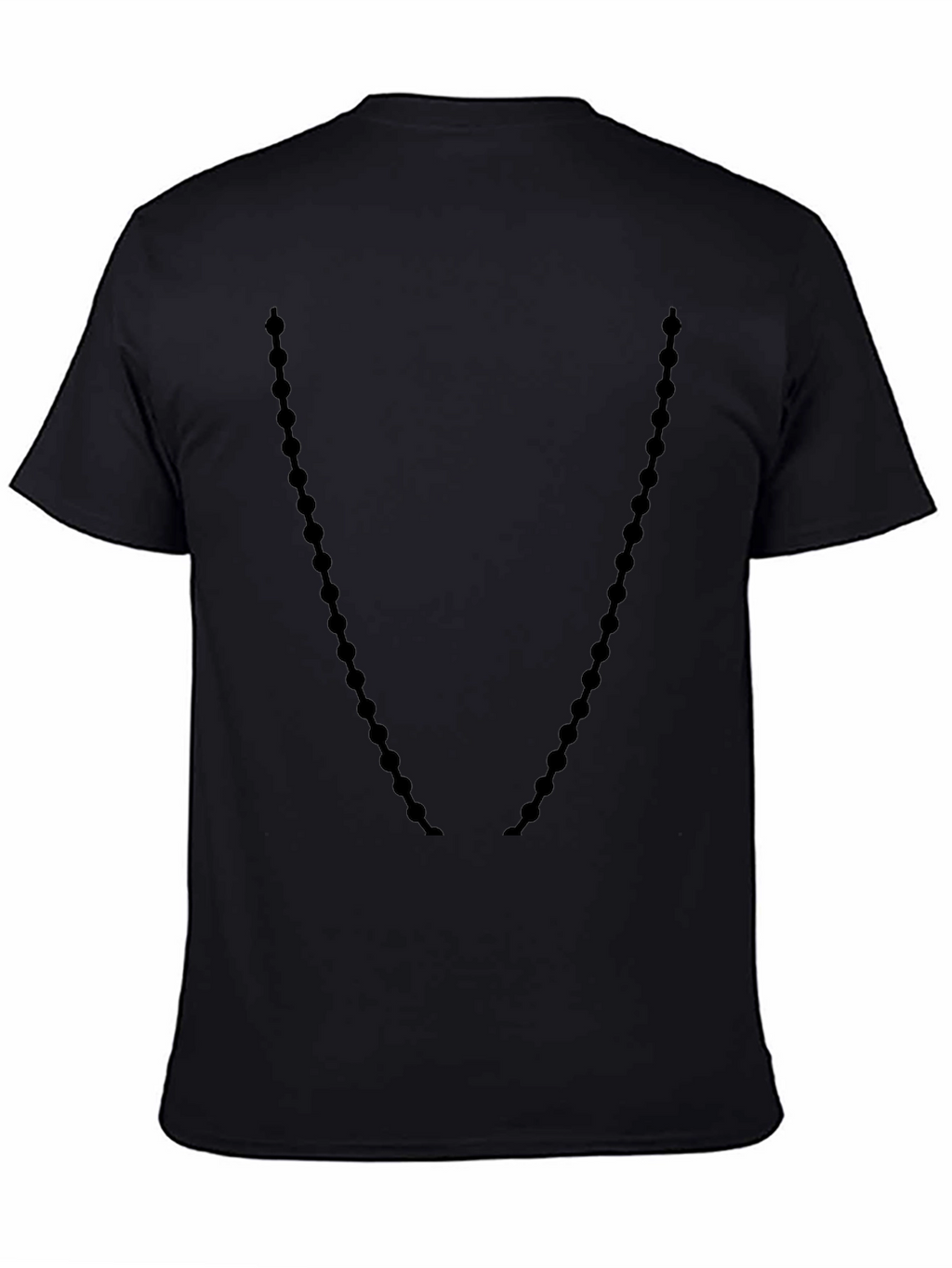 Mens Black Crewneck T-Shirt with Beaded Necklace Design
