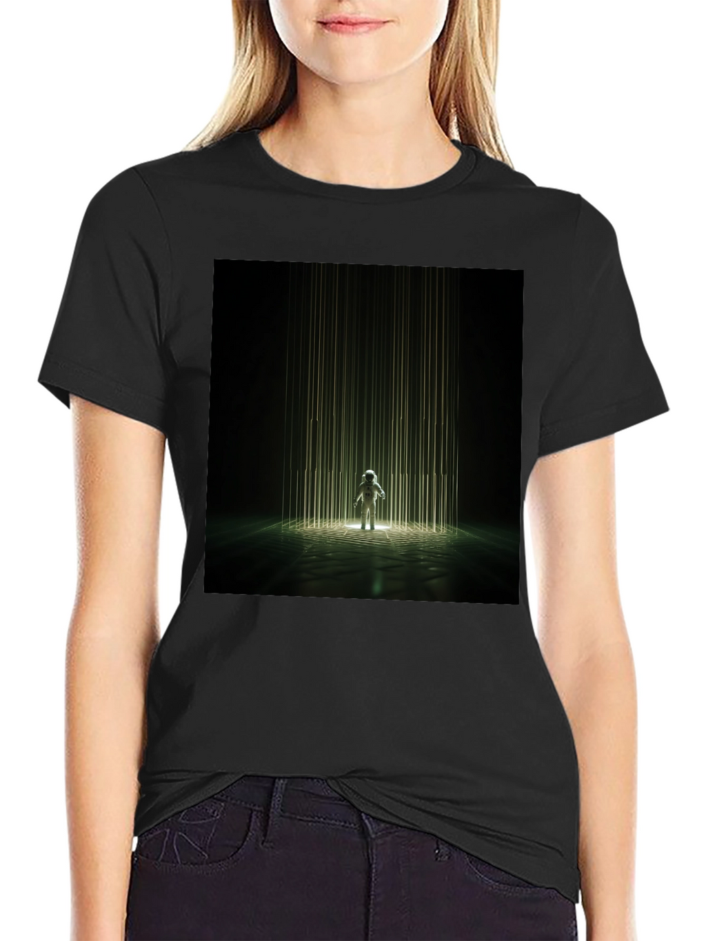 Astronaut Beam Black T-Shirt