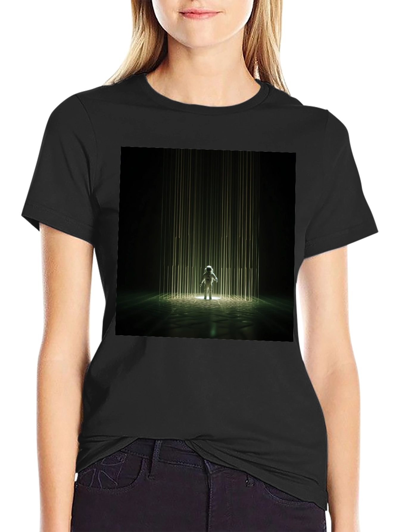 Astronaut Beam Black T-Shirt
