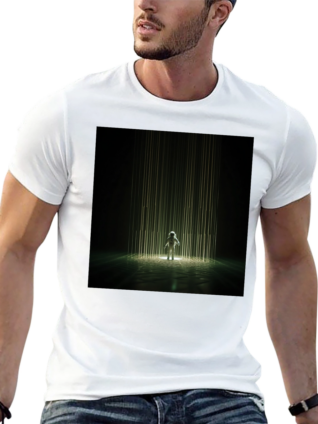 Astronaut Beam Black T-Shirt