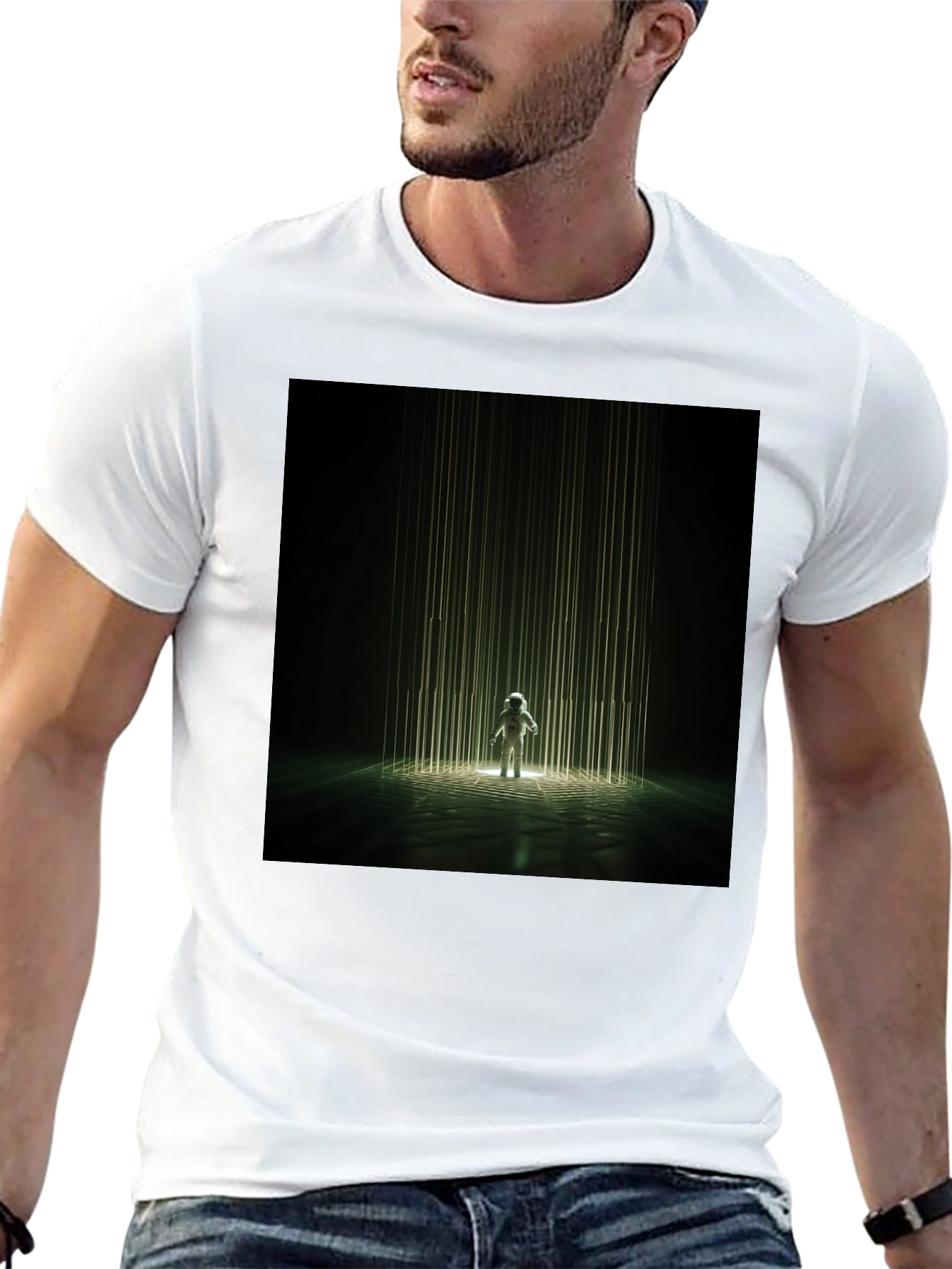 Astronaut Beam Black T-Shirt