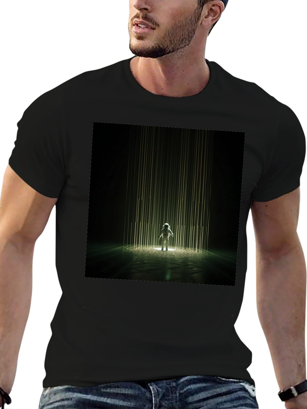Astronaut Beam Black T-Shirt