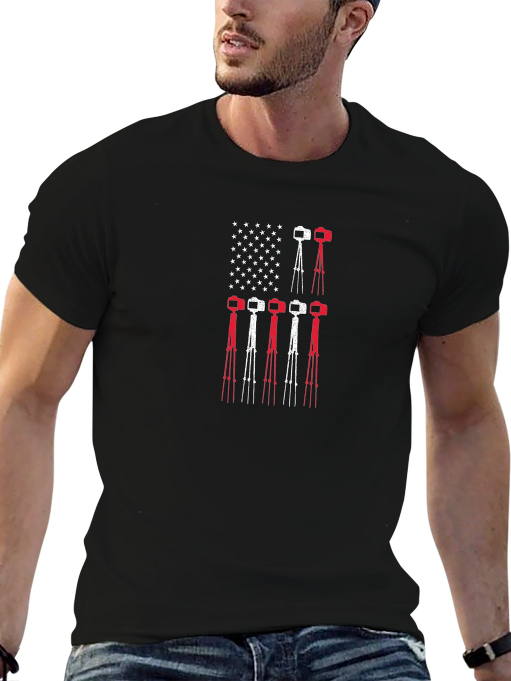 Photographer Flag Graphic Tee - Black