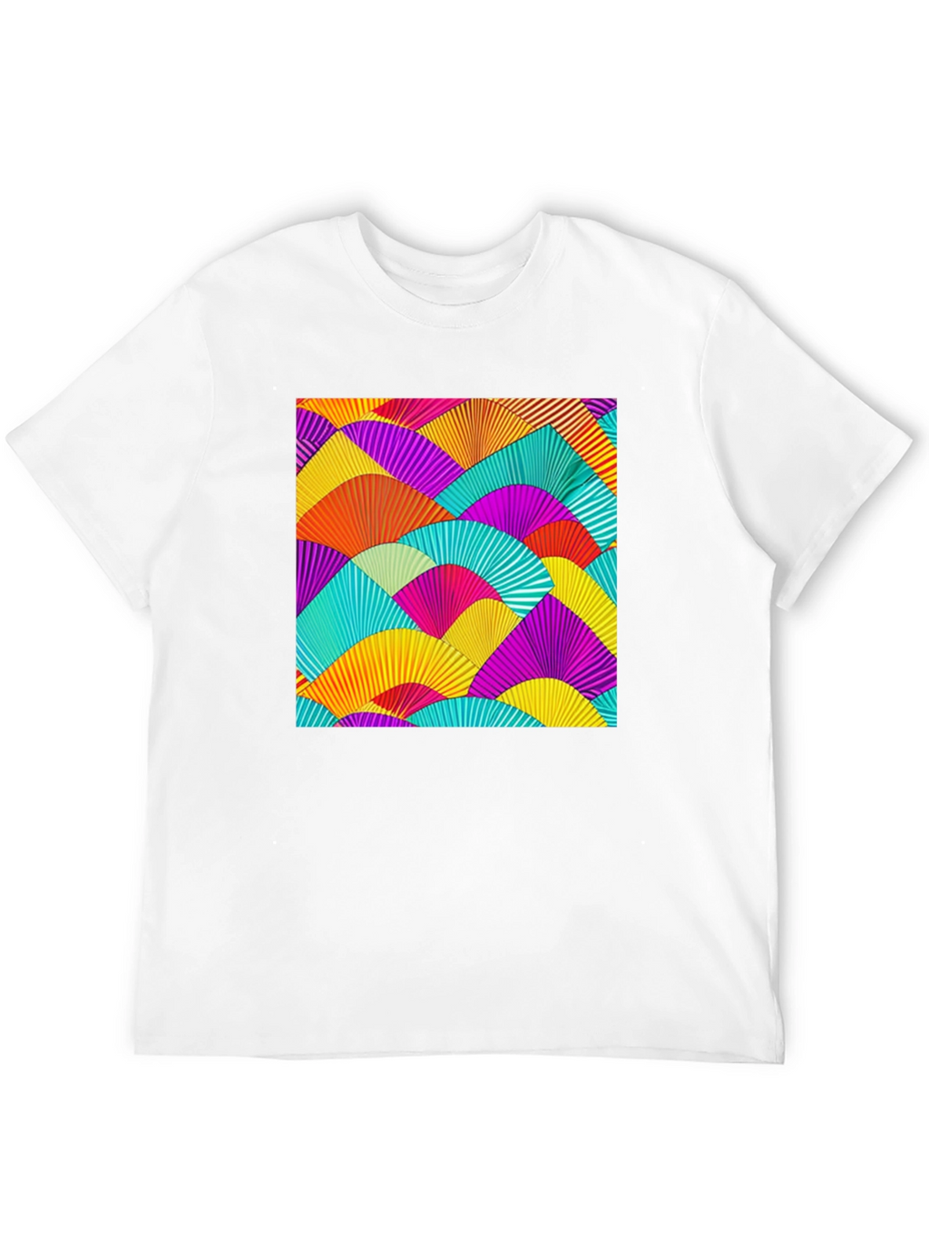 Vibrant Fan Pattern Black T-Shirt