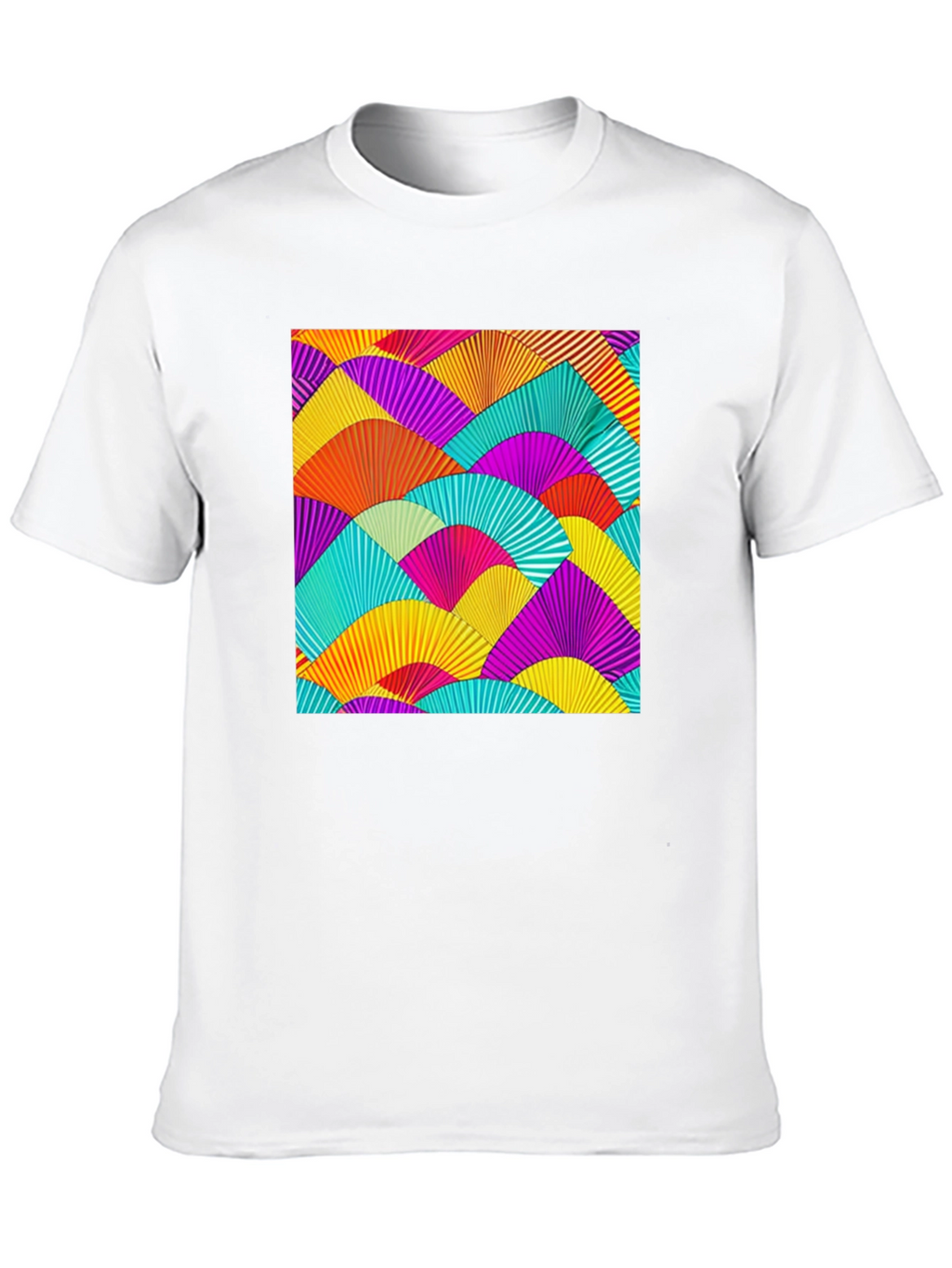 Vibrant Fan Pattern Black T-Shirt