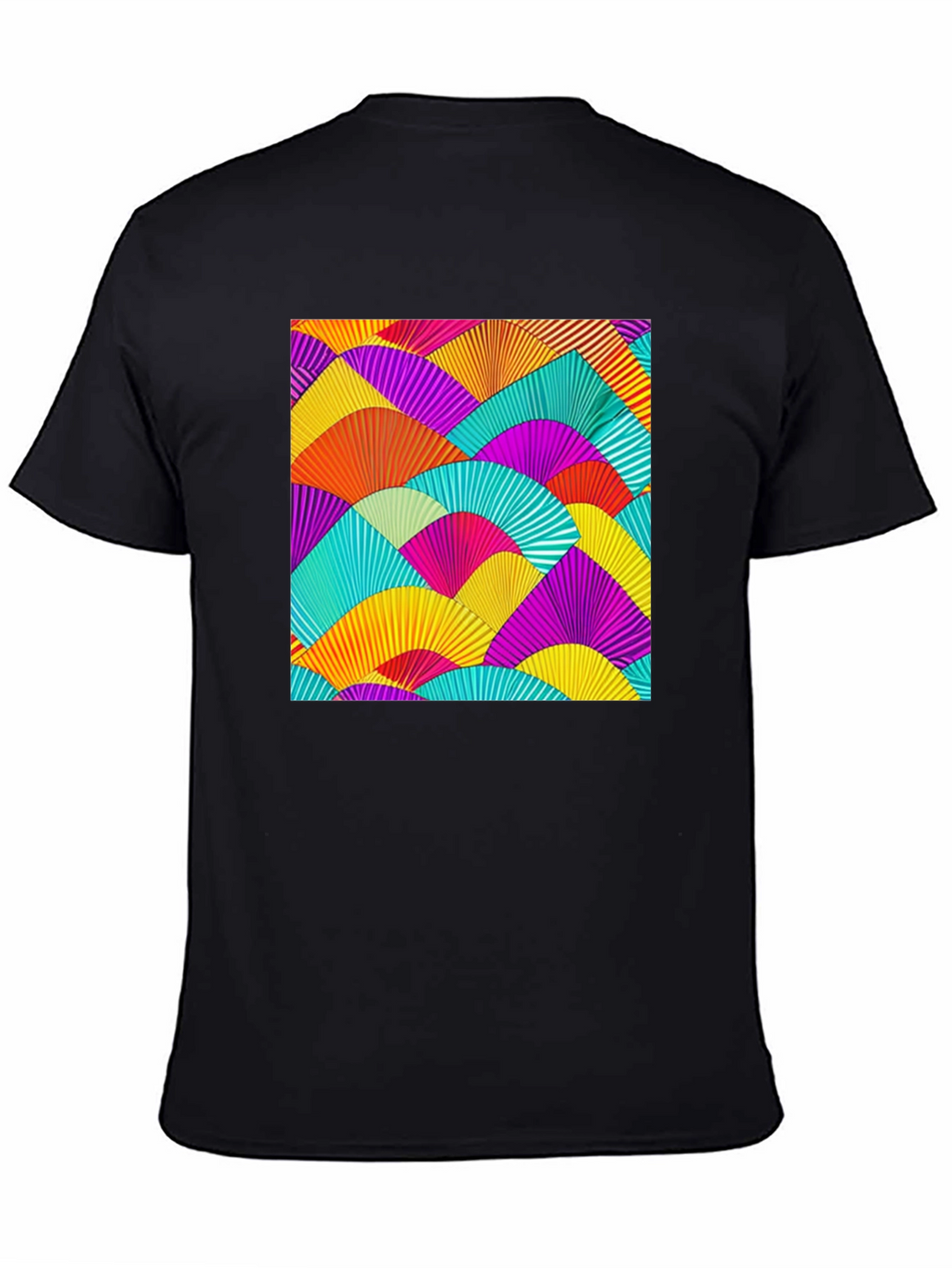 Vibrant Fan Pattern Black T-Shirt