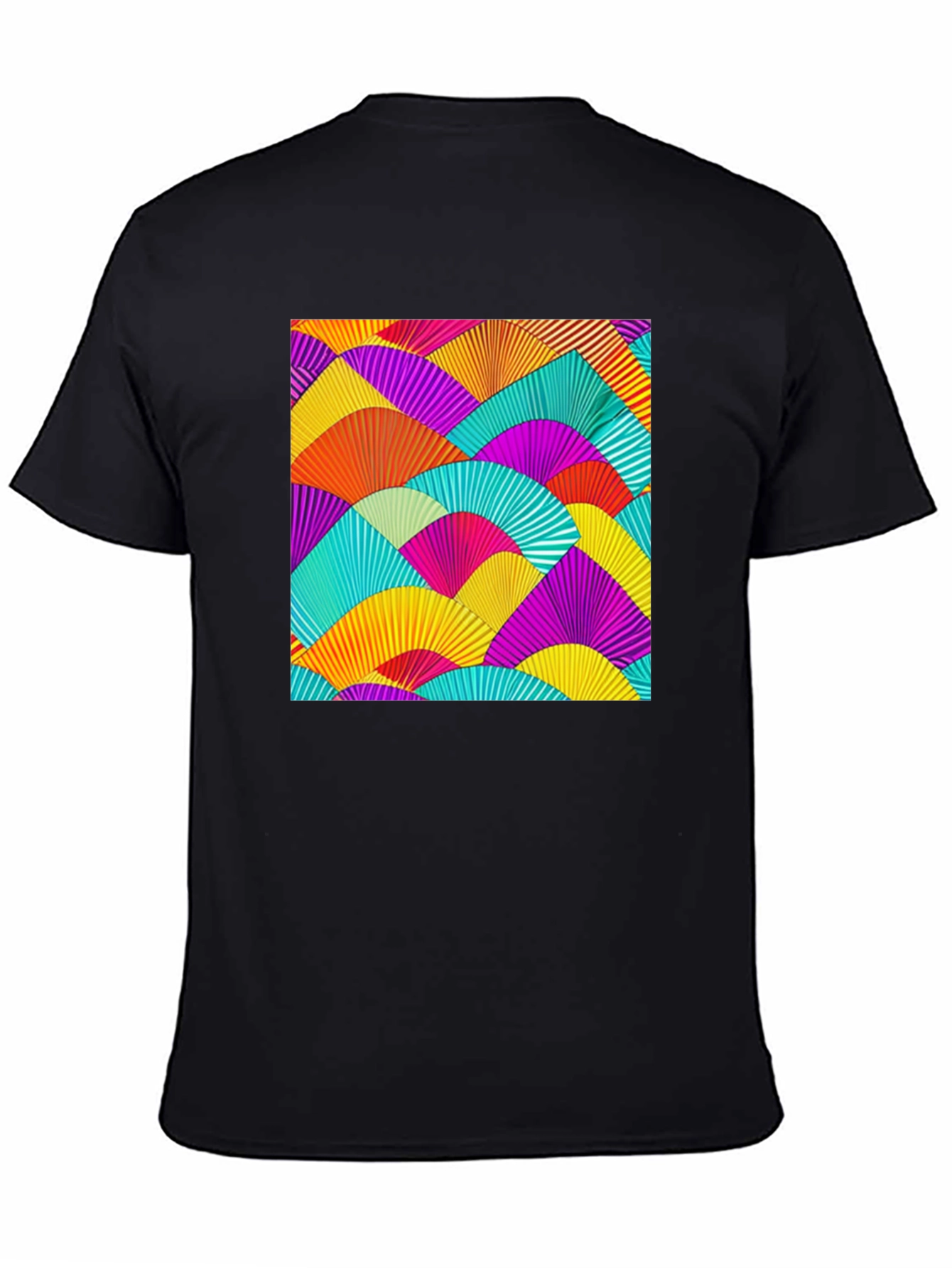 Vibrant Fan Pattern Black T-Shirt