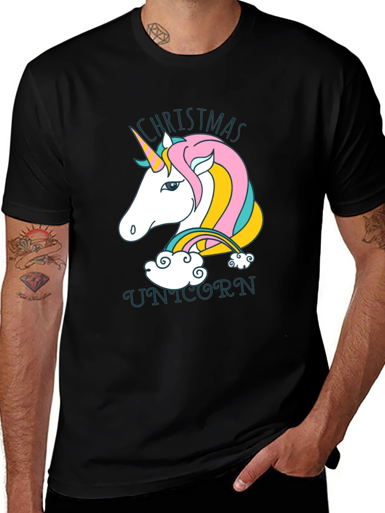 Christmas Unicorn Graphic Tee - Holiday Cheer!
