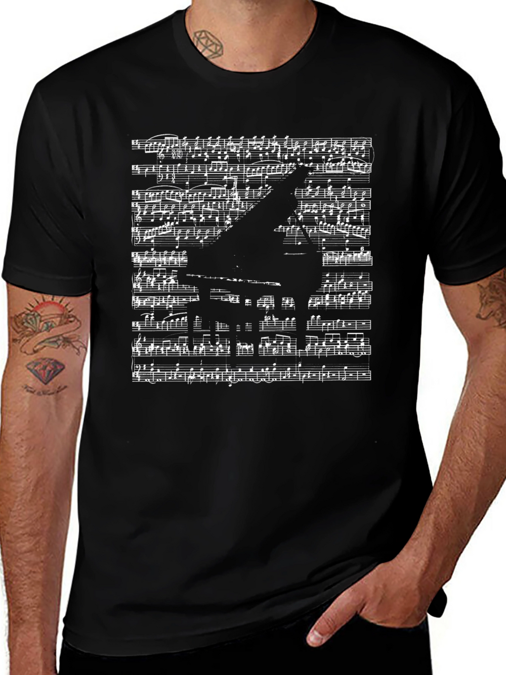 Musical Piano Sheet Music Graphic T-Shirt