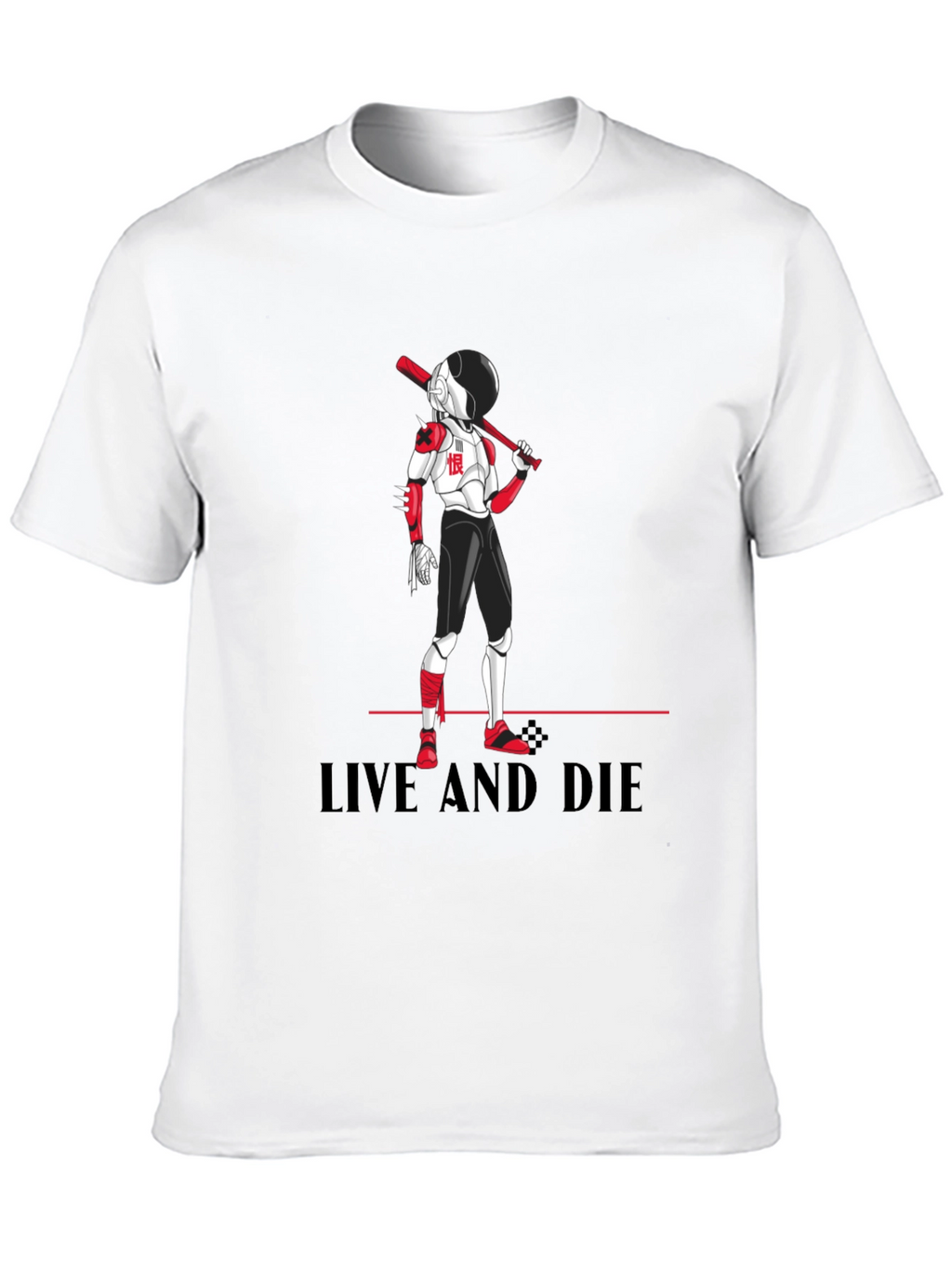 Edgy Anime Baseball T-Shirt: Live and Die