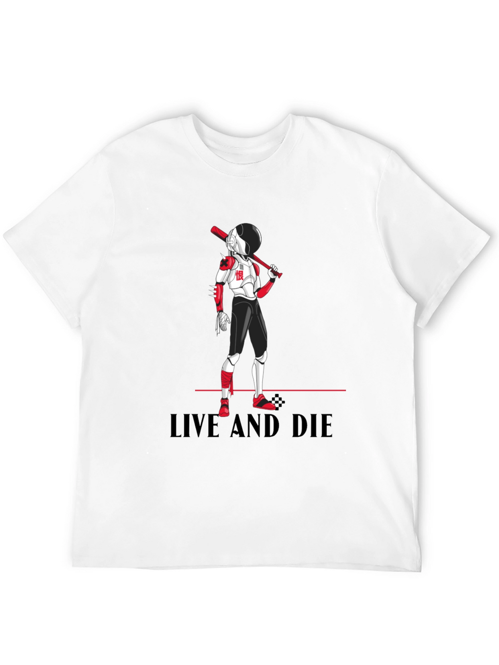 Edgy Anime Baseball T-Shirt: Live and Die